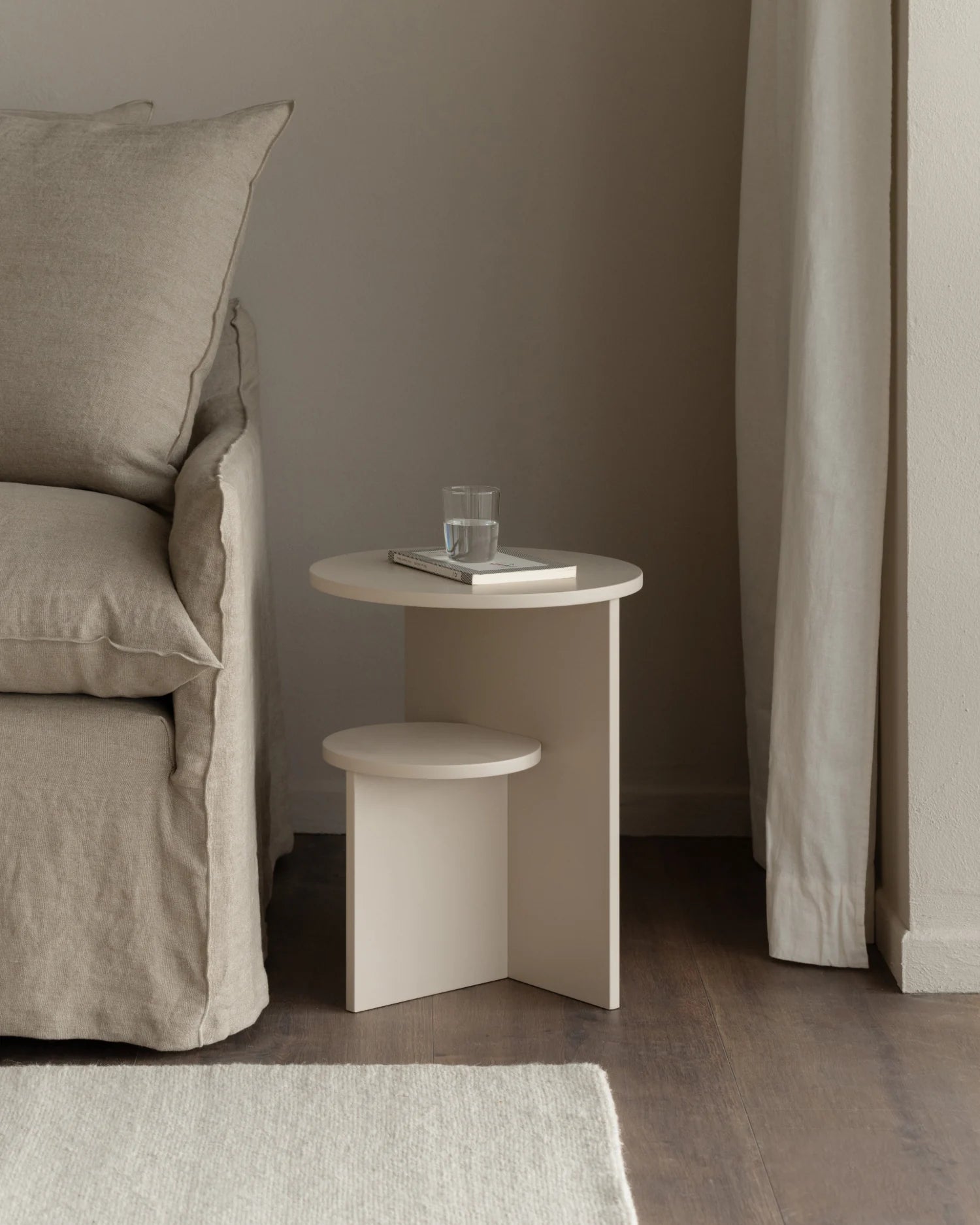 Mesita de noche Aura beige ø 40 cm