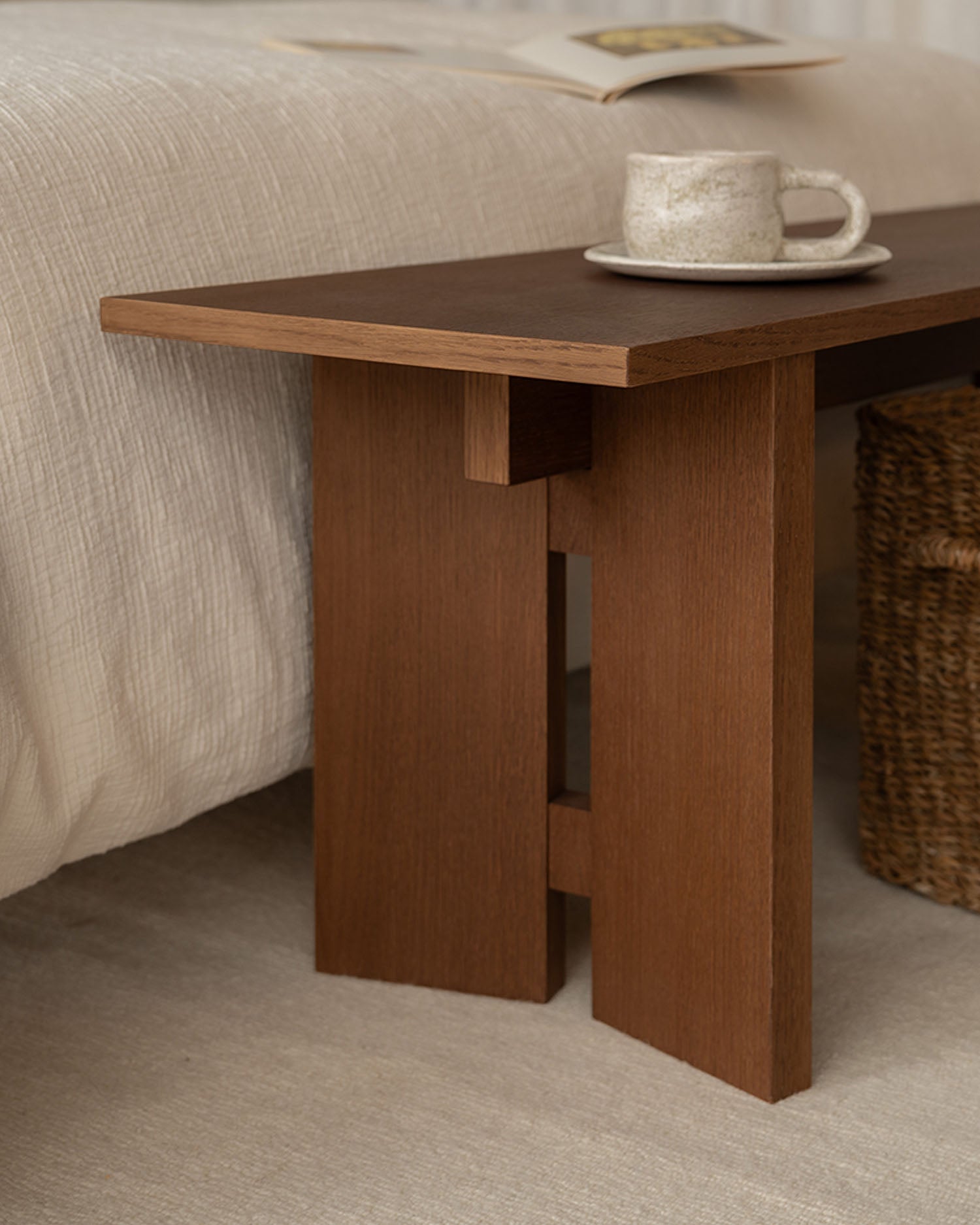 Banco Kyo de roble moka 120 x 35 cm