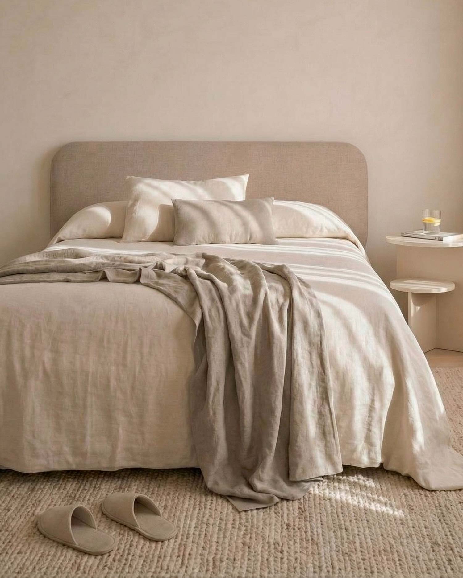 Cabecero Auba de lino camel para cama de 150/160 cm