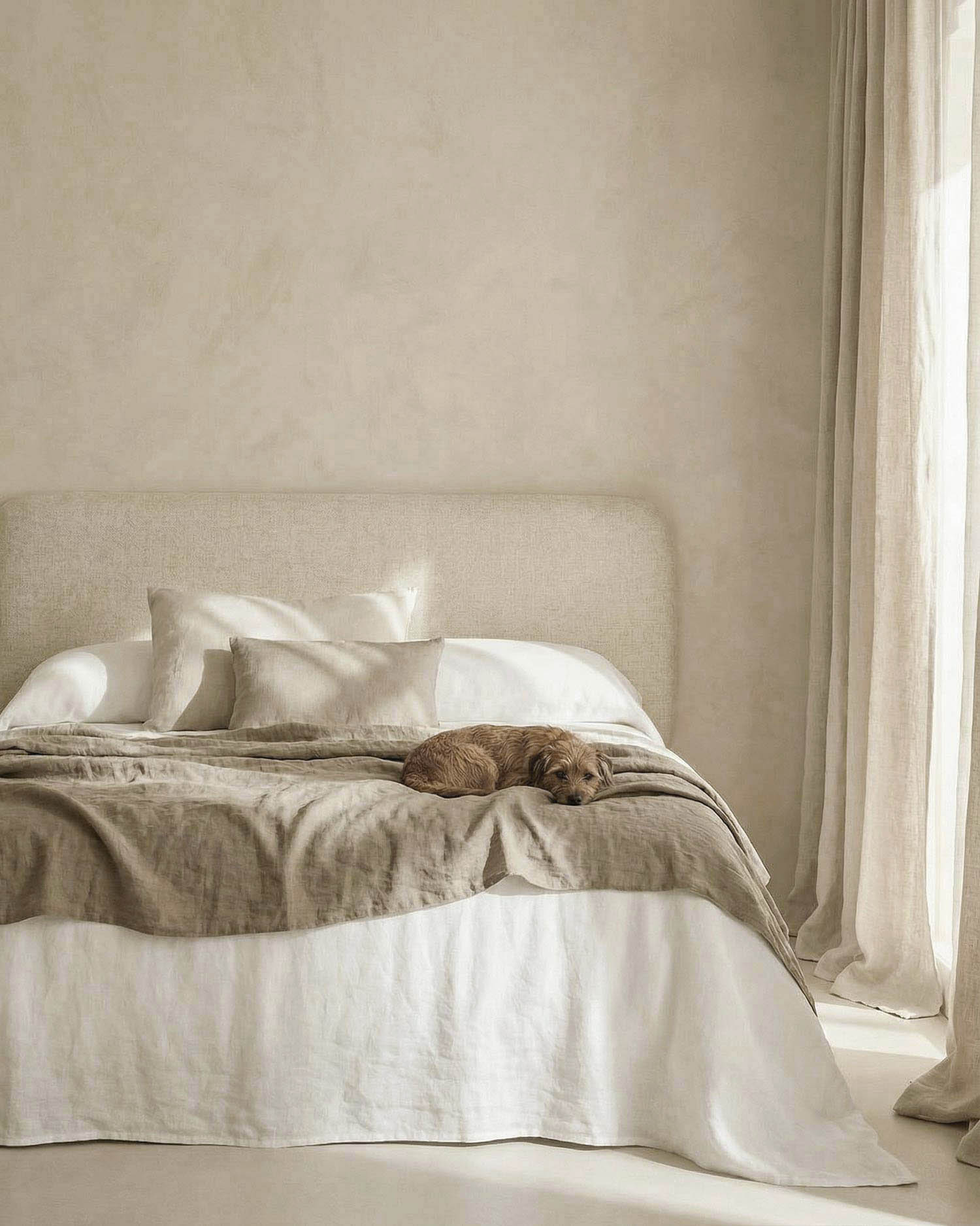 Cabecero Auba de lino beige para cama de 150/160 cm