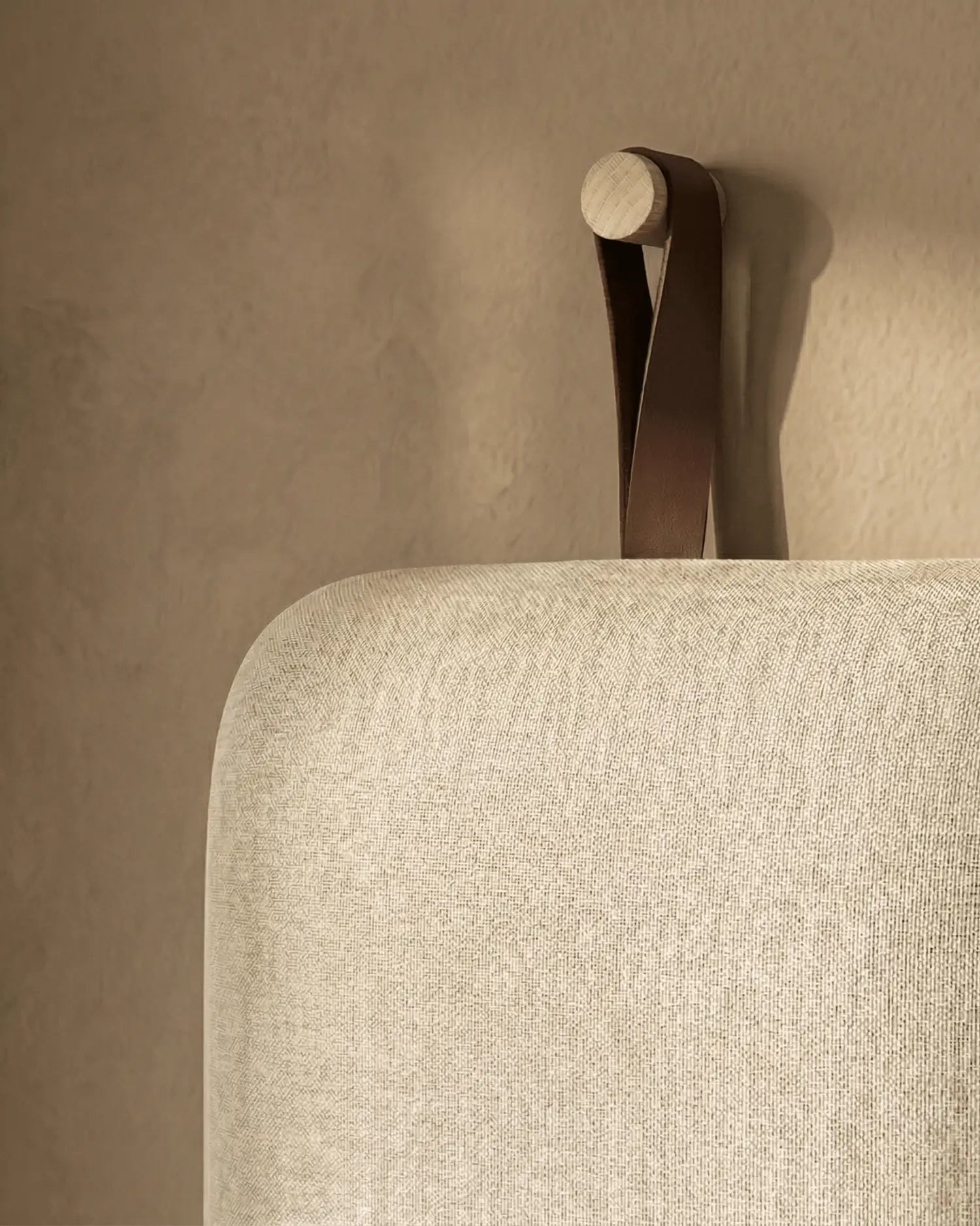 Cabecero Auba de lino beige con colgadores para cama de 150/160 cm