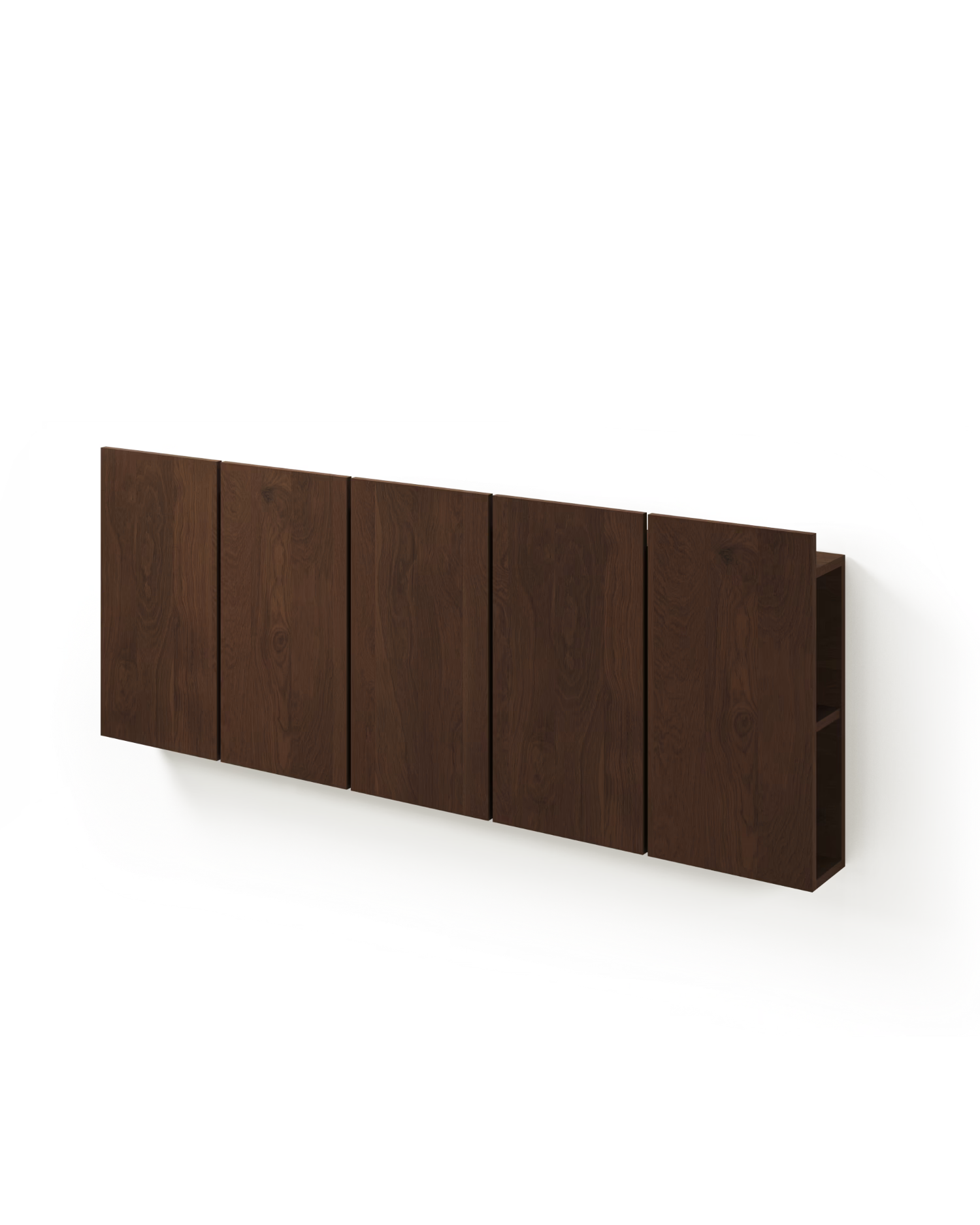 Cabecero Cova con almacenamiento de roble moka, con módulos, para cama de 150/160 cm