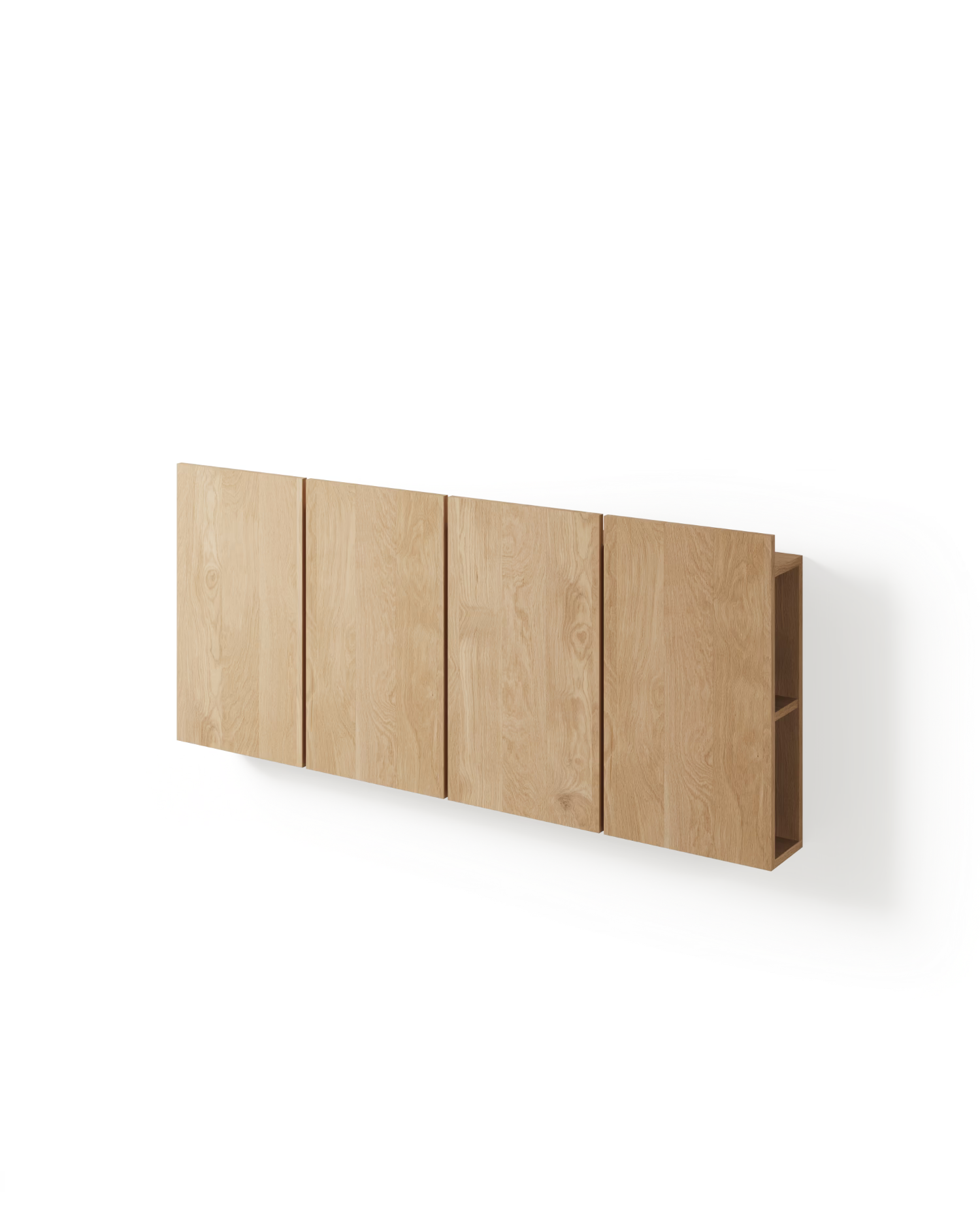 Cabecero Cova con almacenamiento de roble natural, con módulos, para cama de 135 cm