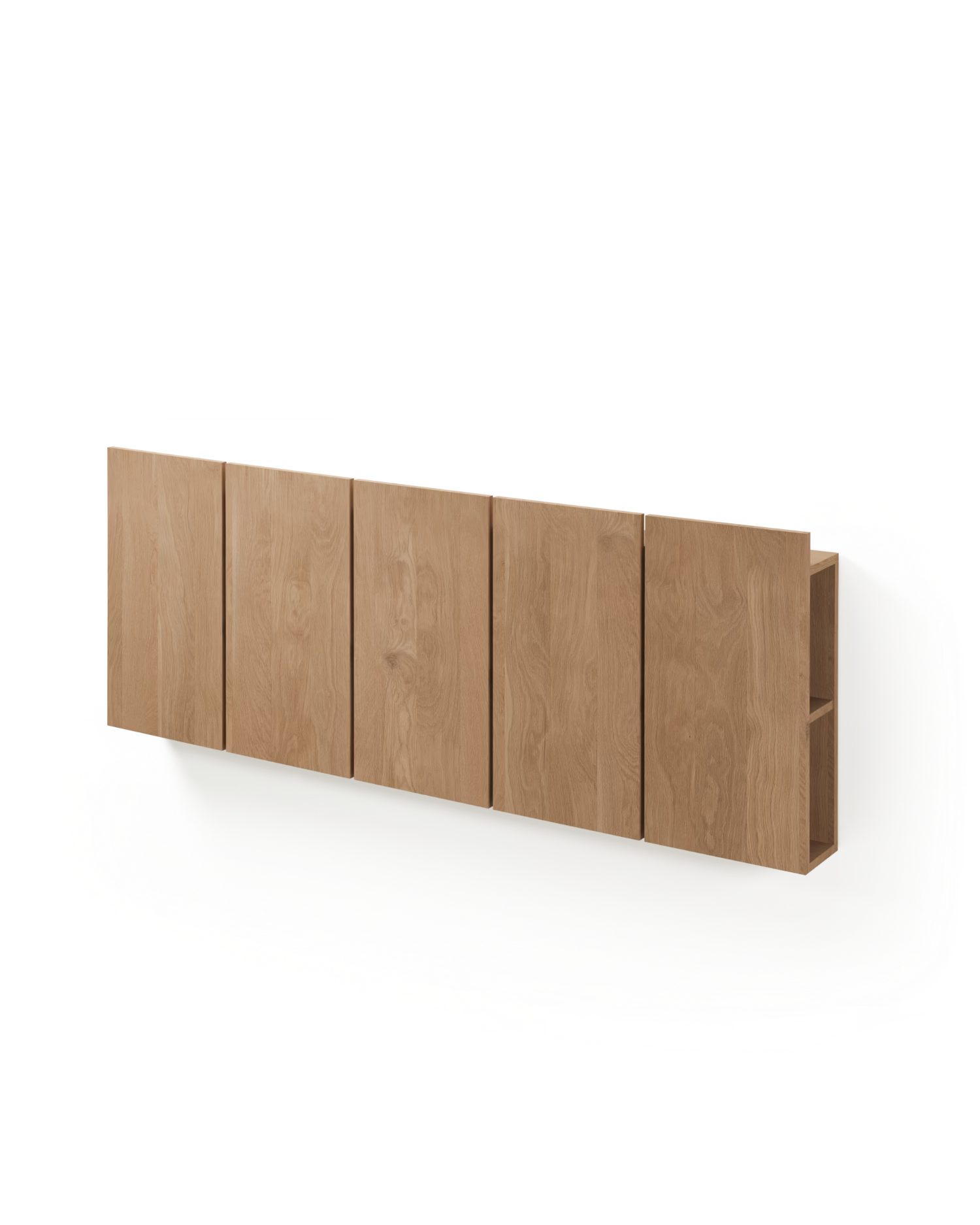 Cabecero Cova con almacenamiento de roble natural, con módulos, para cama de 150/160 cm