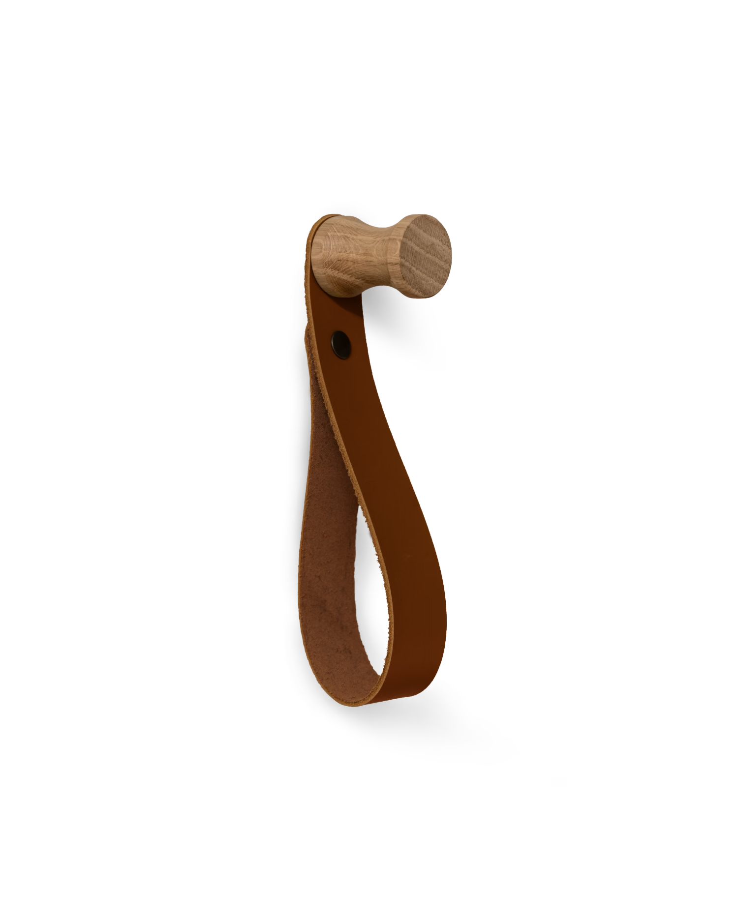 Colgador Gota brown de madera maciza de roble y piel
