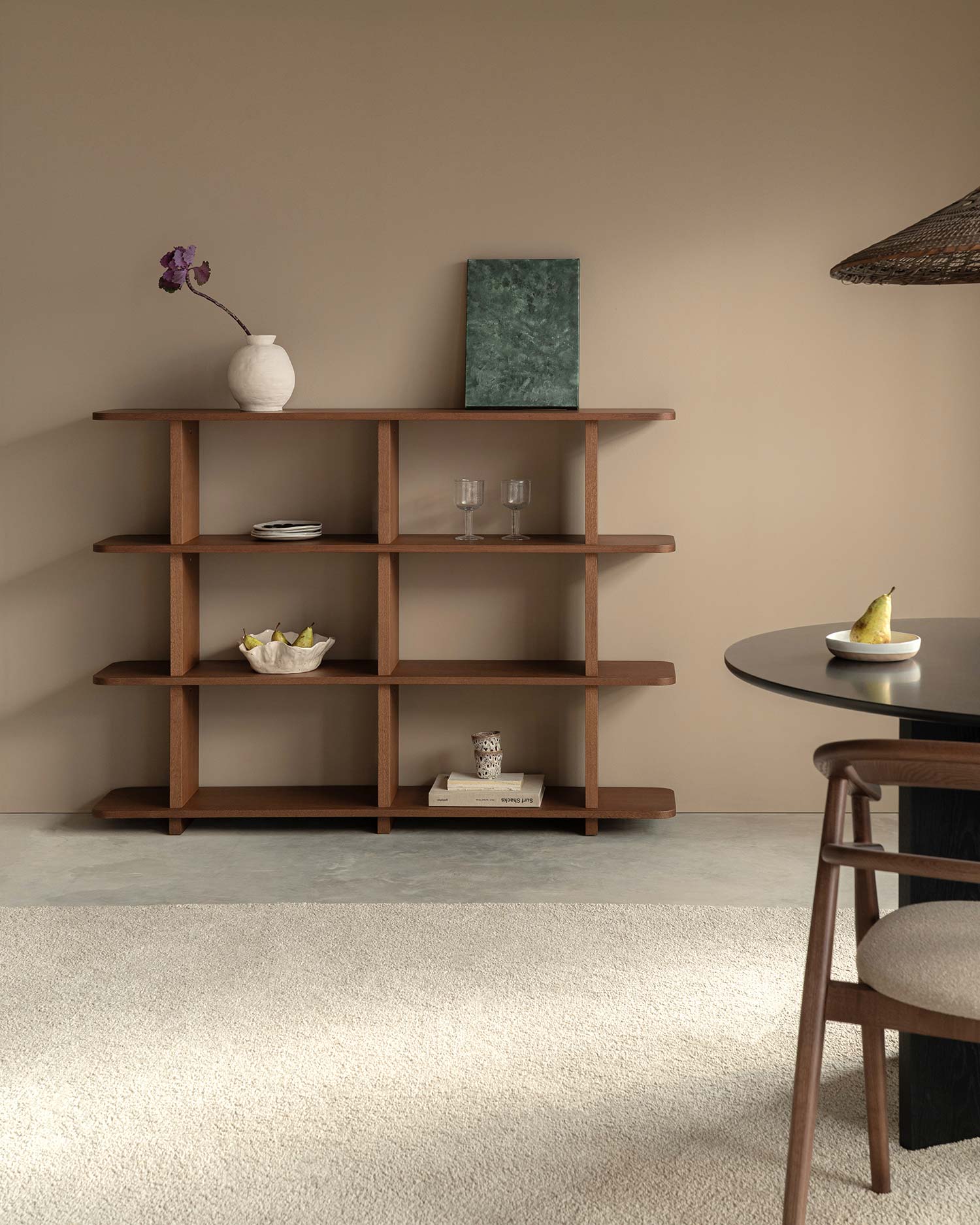 Estantería Otti de roble moka con 4 estantes 150 x 107 cm