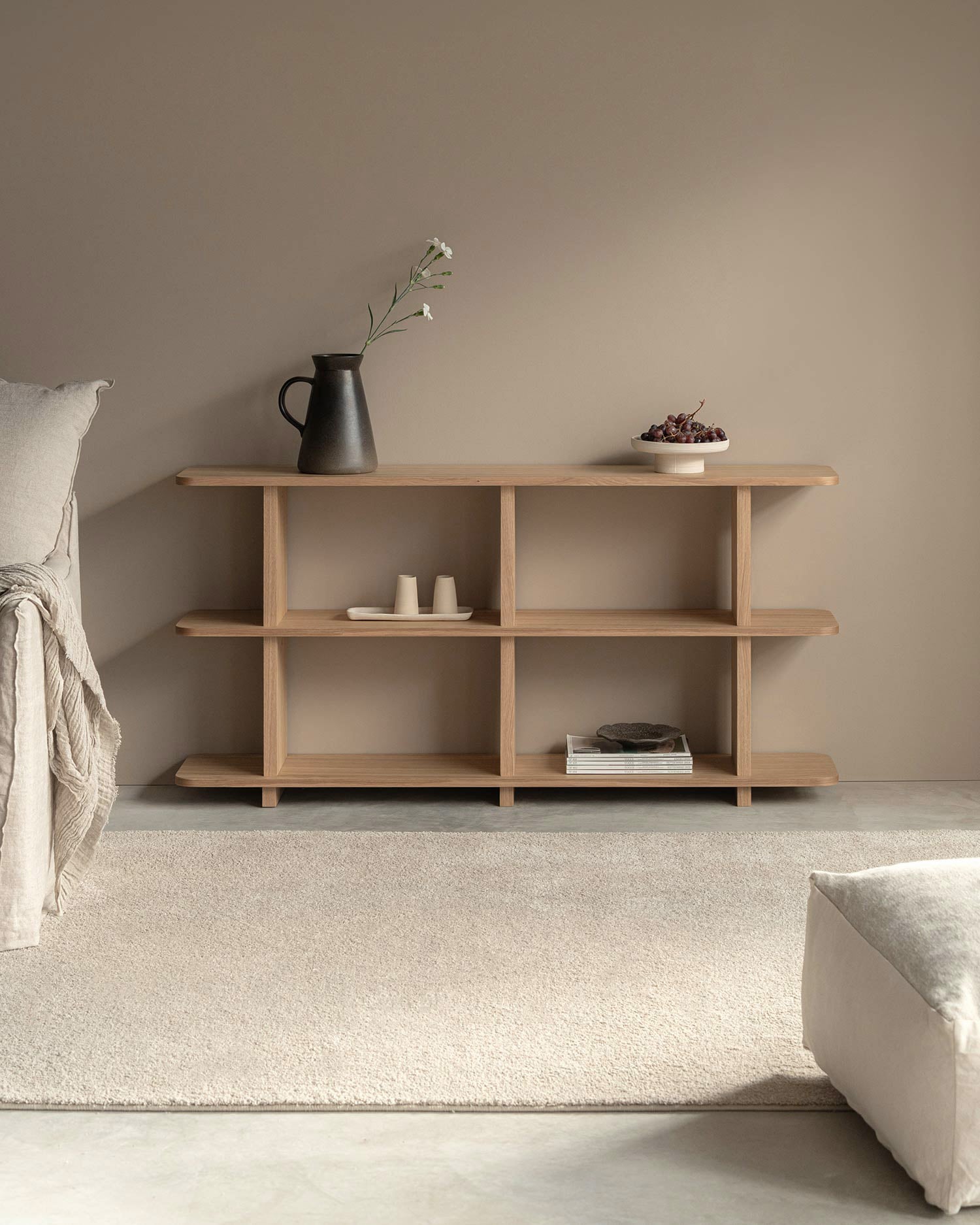 Estantería Otti de roble natural con 3 estantes 150 x 73 cm