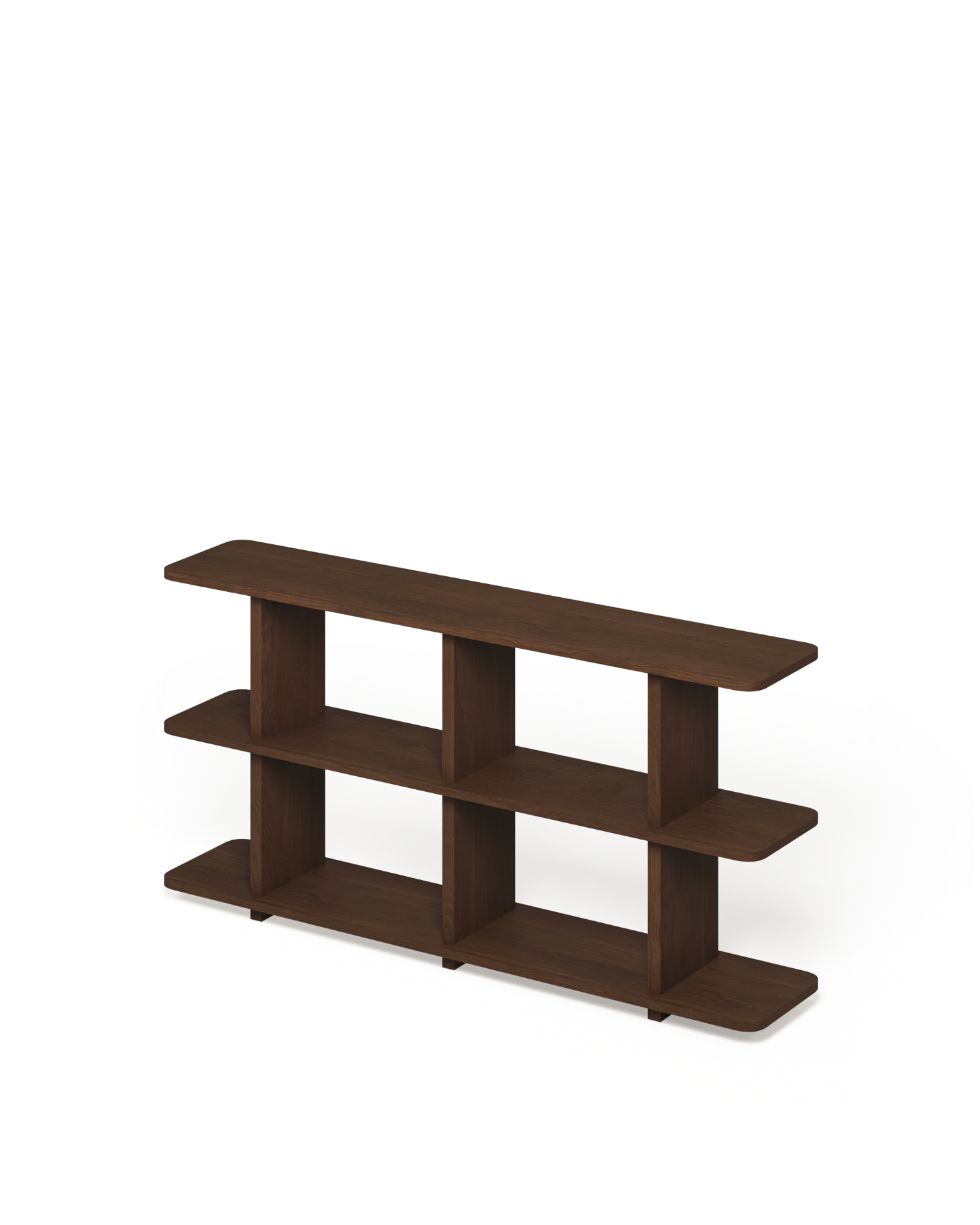 Estantería Otti de roble moka con 3 estantes 150 x 73 cm
