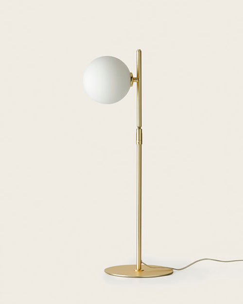 Lámpara de sobremesa LED Endo de latón mate y vidrio soplado ø 20 x 40-63 cm