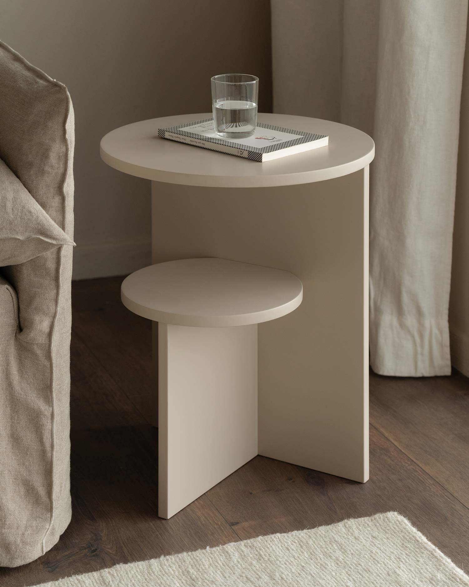 Pack de 2 mesitas de noche Aura beige ø 40 cm