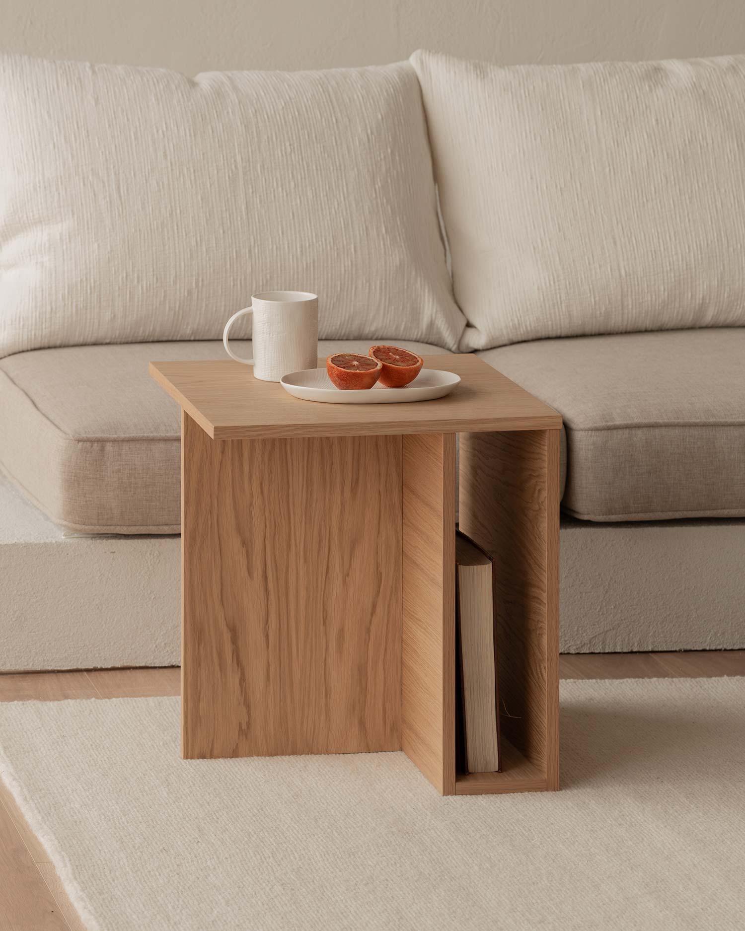 Pack de 2 mesitas de noche Coveta de roble natural 42 x 42 cm
