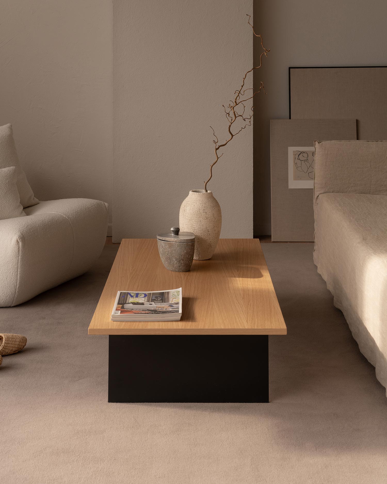 Mesa de centro Calobra de roble natural 130 x 60 cm