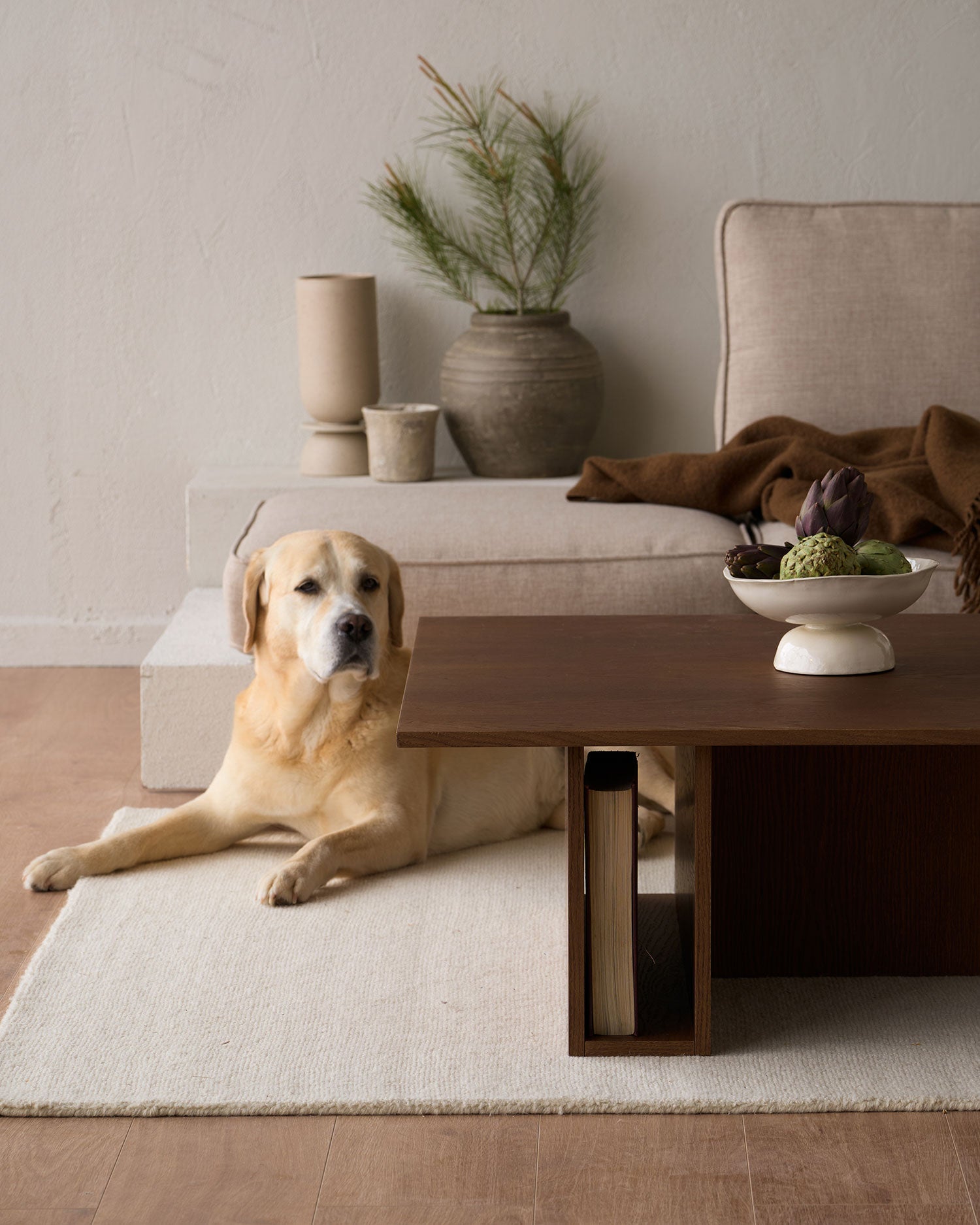 Conjunto de mesa de centro y mesa auxiliar Cova de roble moka
