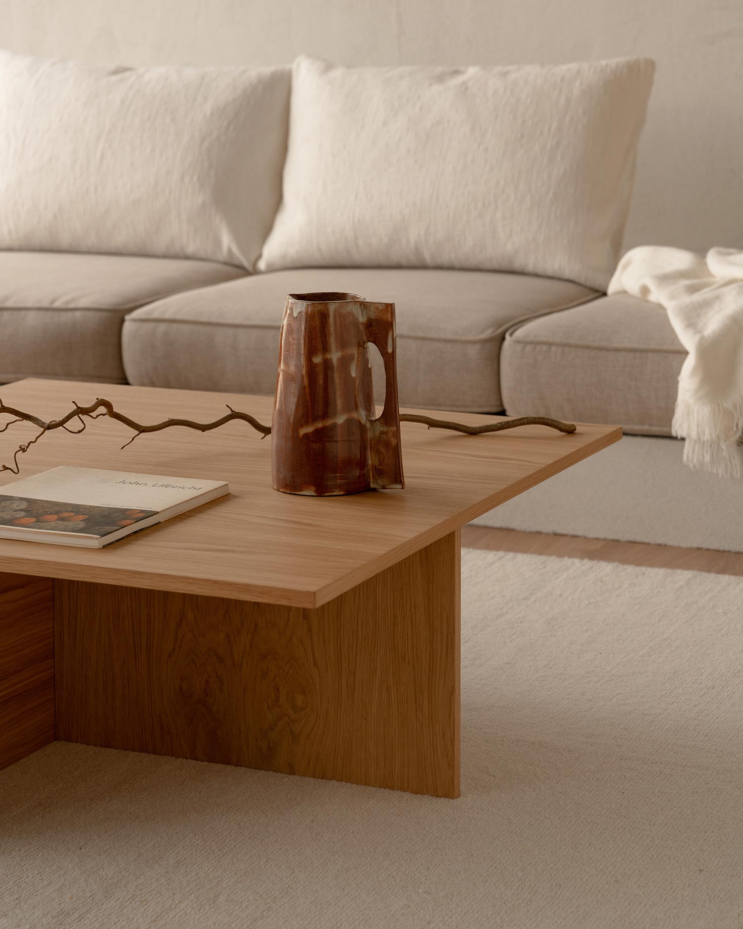 Mesa de centro Cova de roble natural 85 x 85 cm