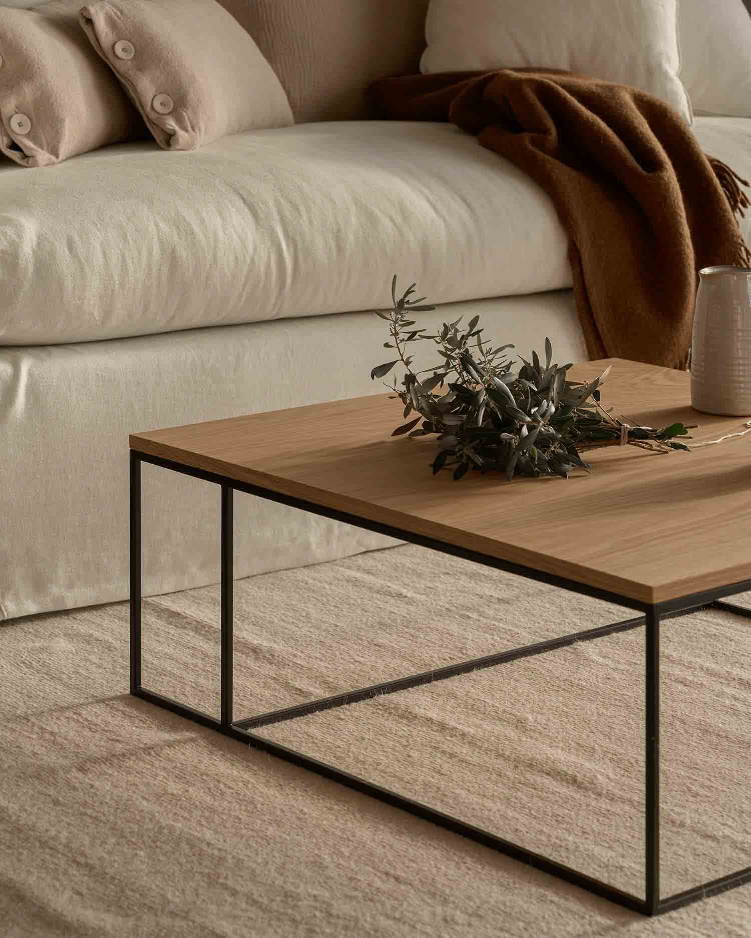 Mesa de centro Petra de roble natural 80 x 80 cm