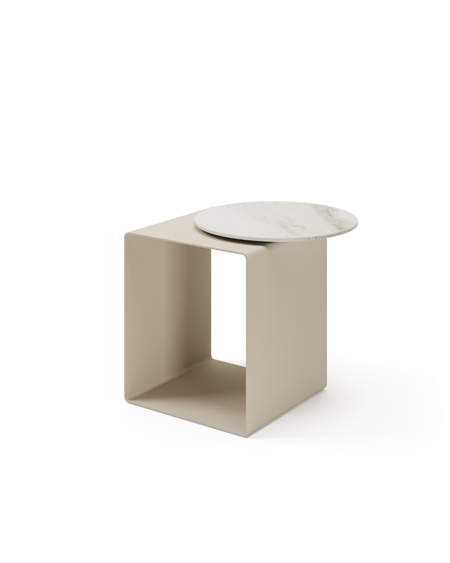 Mesa auxiliar metálica Mia de mármol Volakas ø 48 cm
