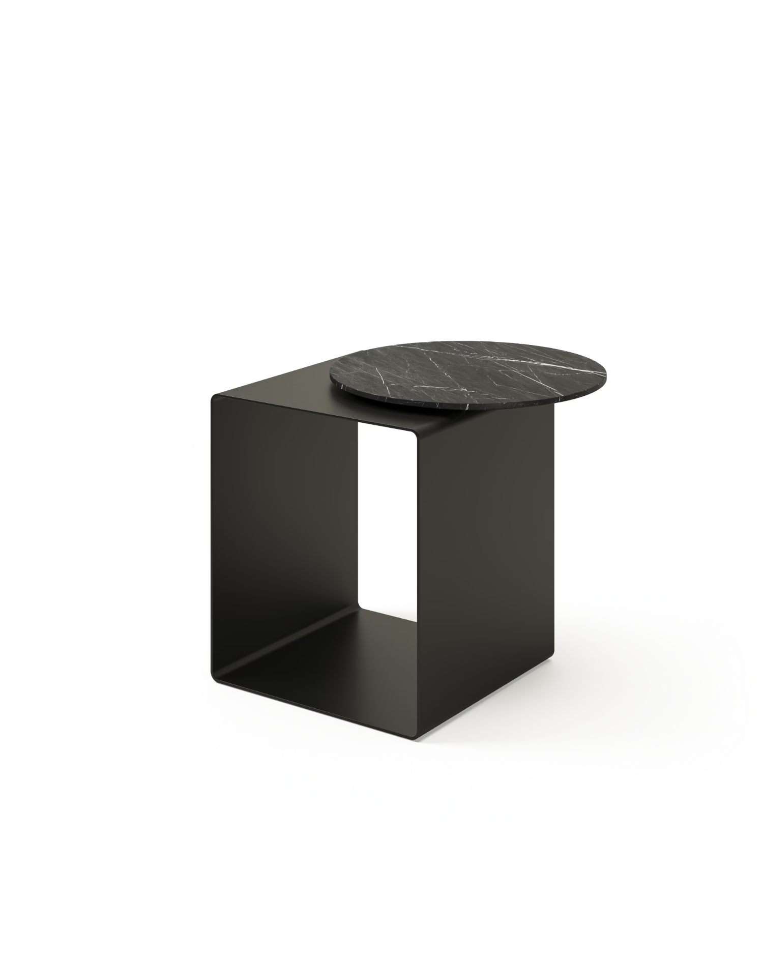Mesa auxiliar metálica Mia de mármol Negro Marquina ø 48 cm