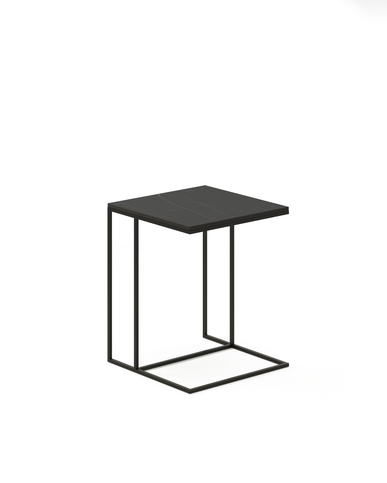 Mesa auxiliar Mini Petra de porcelánico Negro Marquina 40 x 40 cm