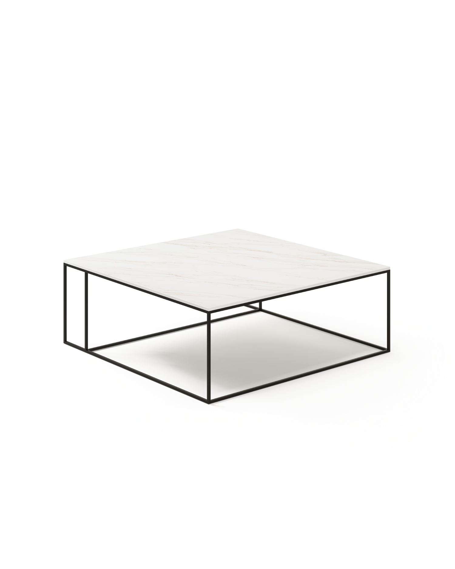 Mesa de centro Petra XL de porcelánico Calacatta Oro 100 x 100 cm
