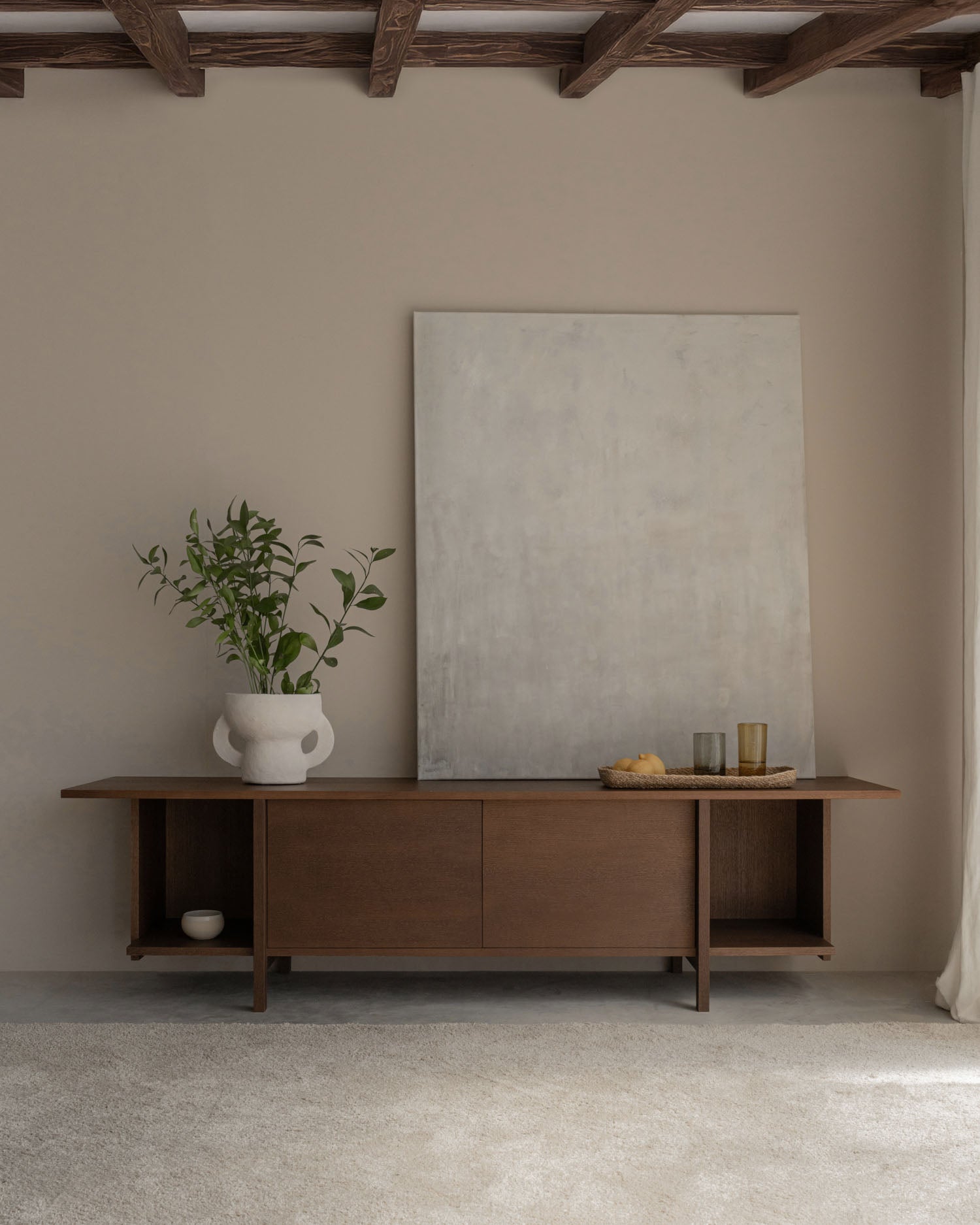 Mueble de TV Kai de roble moka 190 x 44 cm