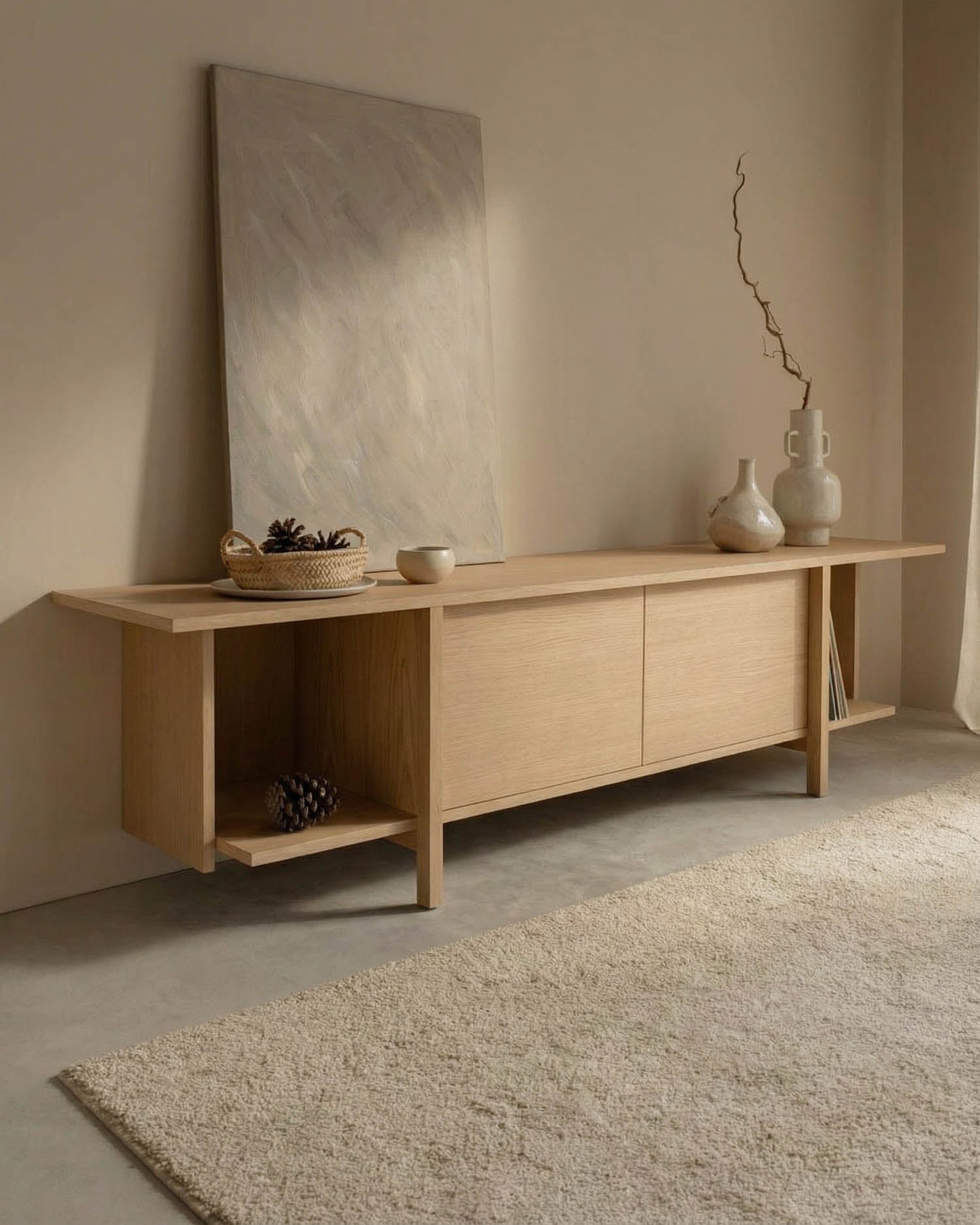 Mueble de TV Kai de roble nude 190 x 44 cm