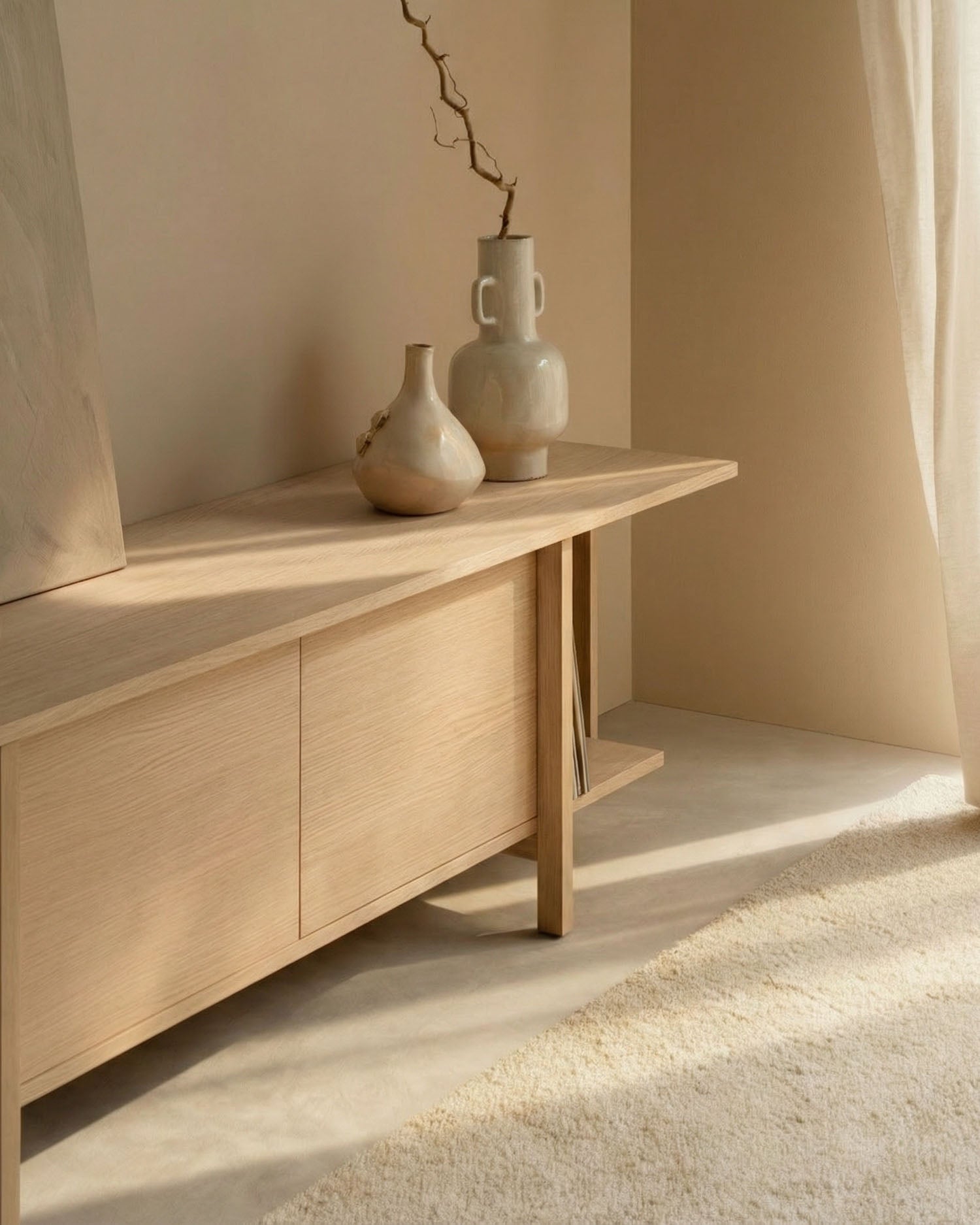 Mueble de TV Kai de roble nude 190 x 44 cm