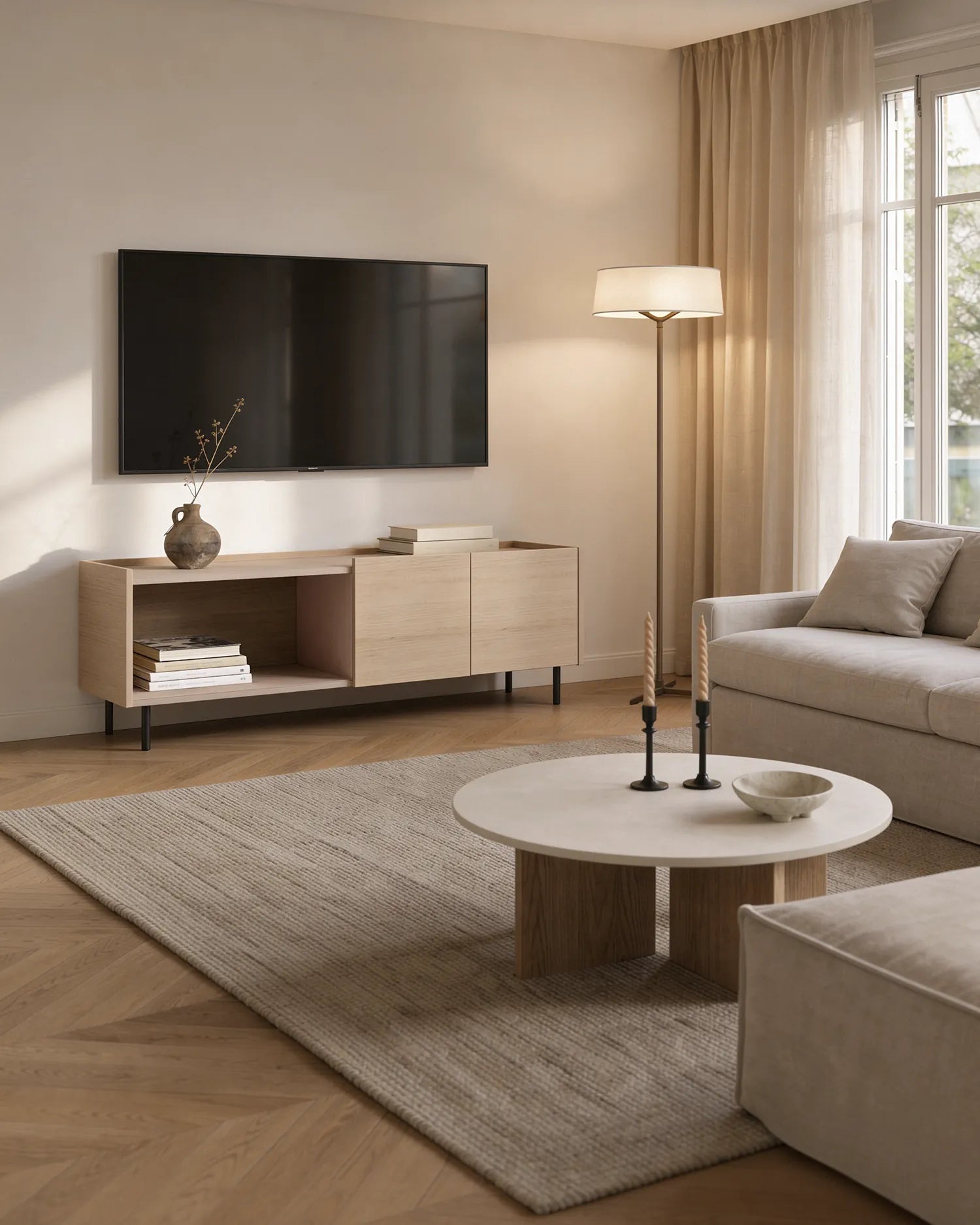 Mueble de TV Nido de roble nude 160 x 40 cm