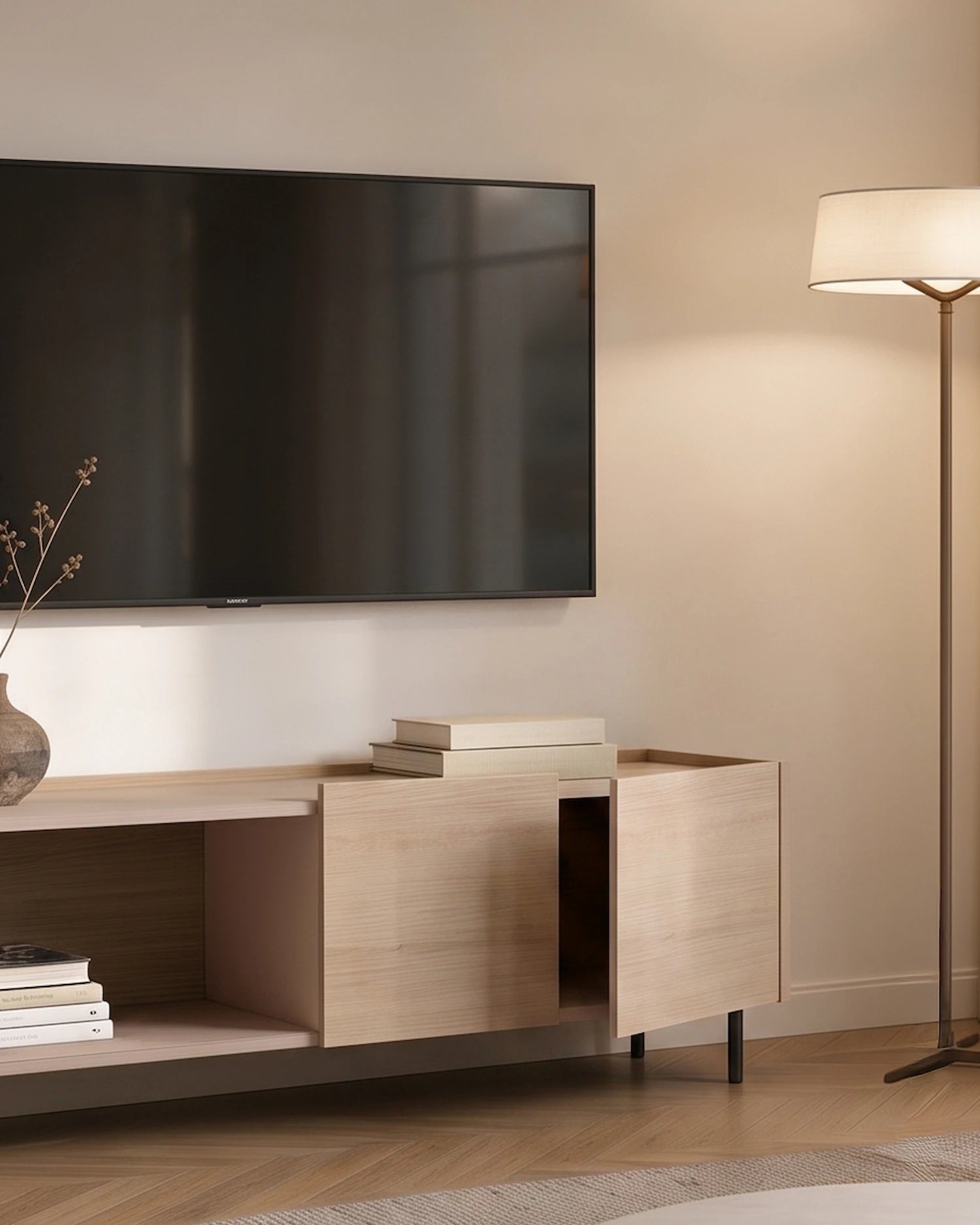 Mueble de TV Nido de roble nude 160 x 40 cm