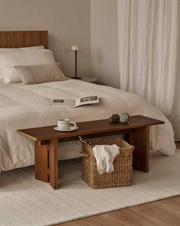 Banco Kyo de roble moka 120 x 35 cm