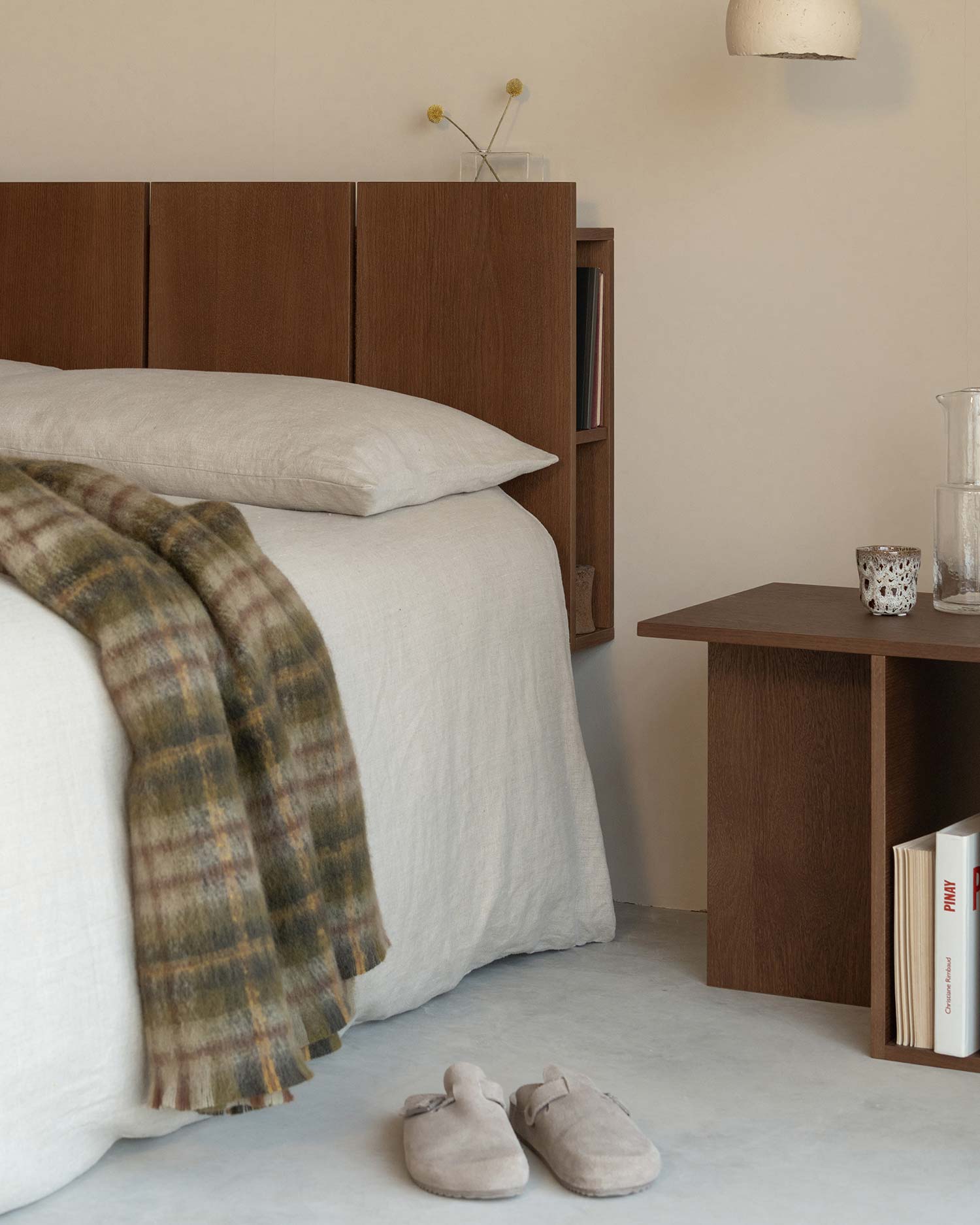 Conjunto cabecero y 2 mesitas de noche Cova roble natural