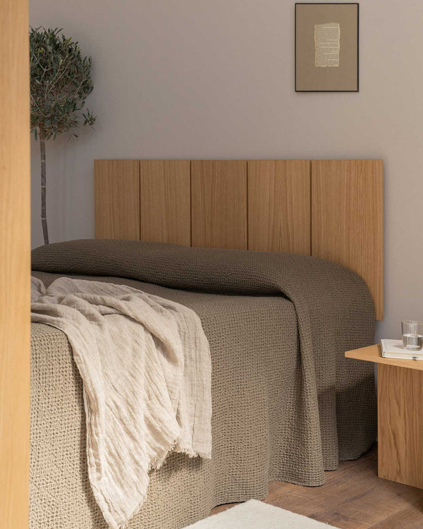 Cabecero Cova de roble natural, con módulos, para cama de 150/160 cm
