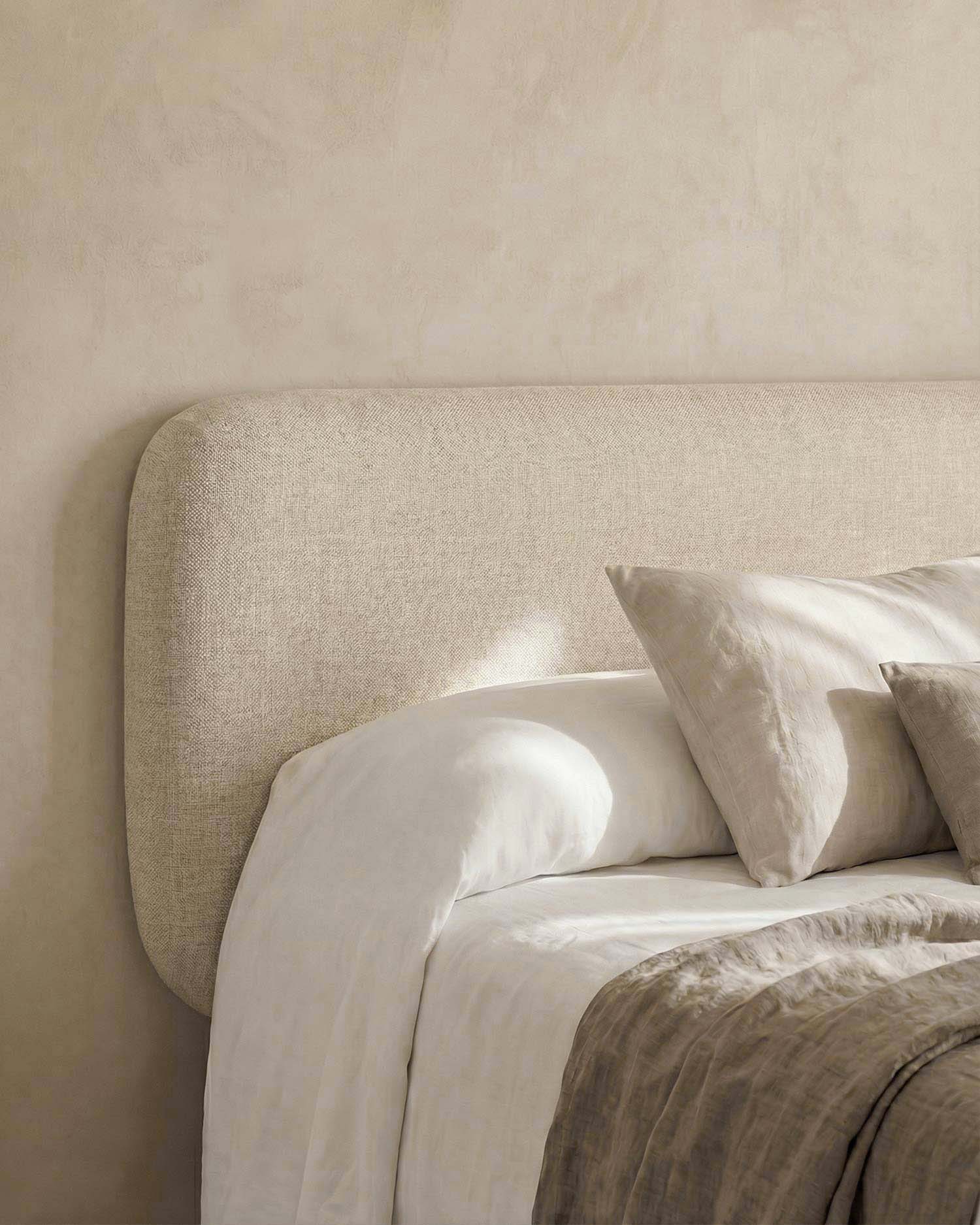 Cabecero Auba lino beige para cama de 150/160 cm