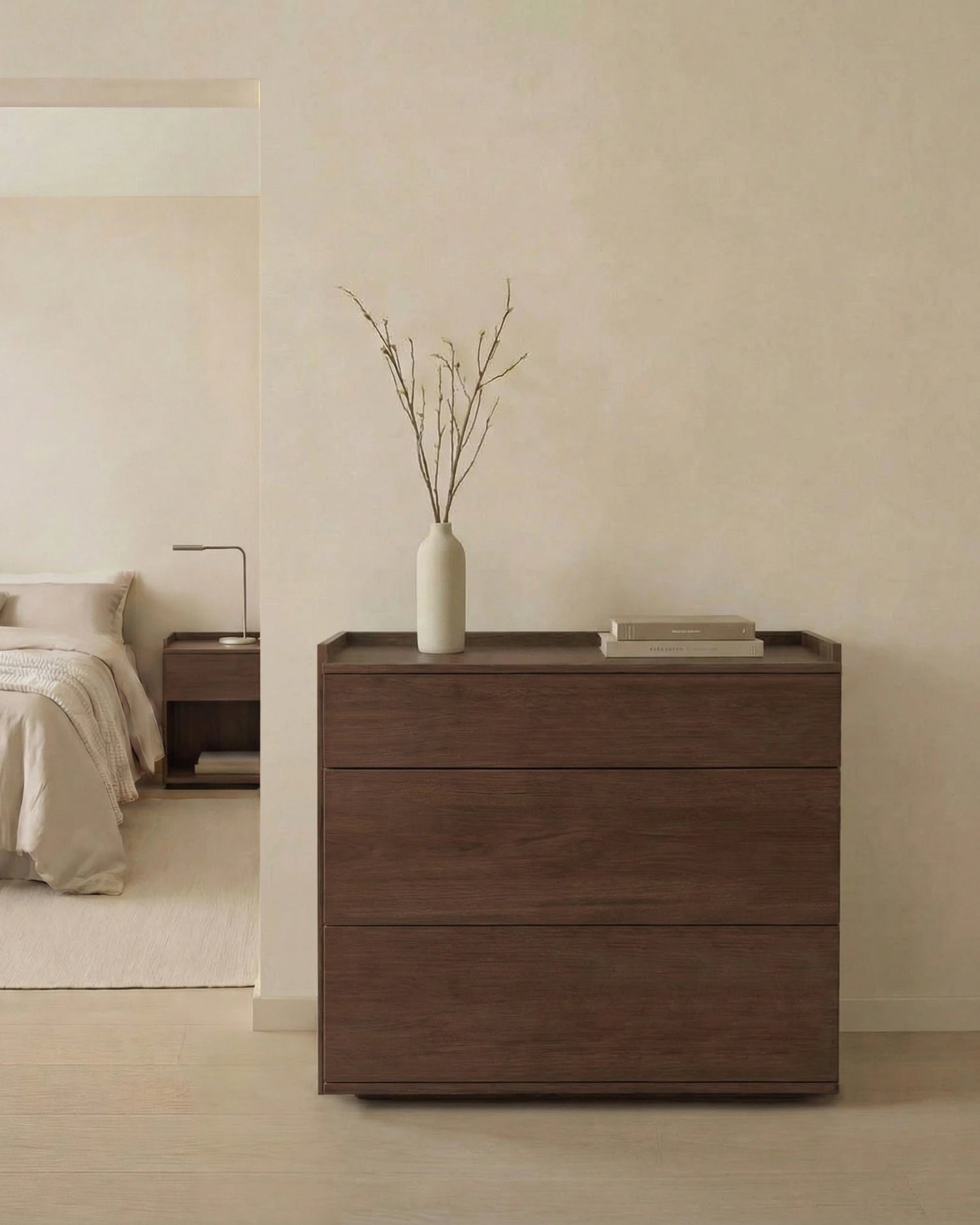 Cómoda Caló de roble moka con 3 cajones 100 x 45 cm