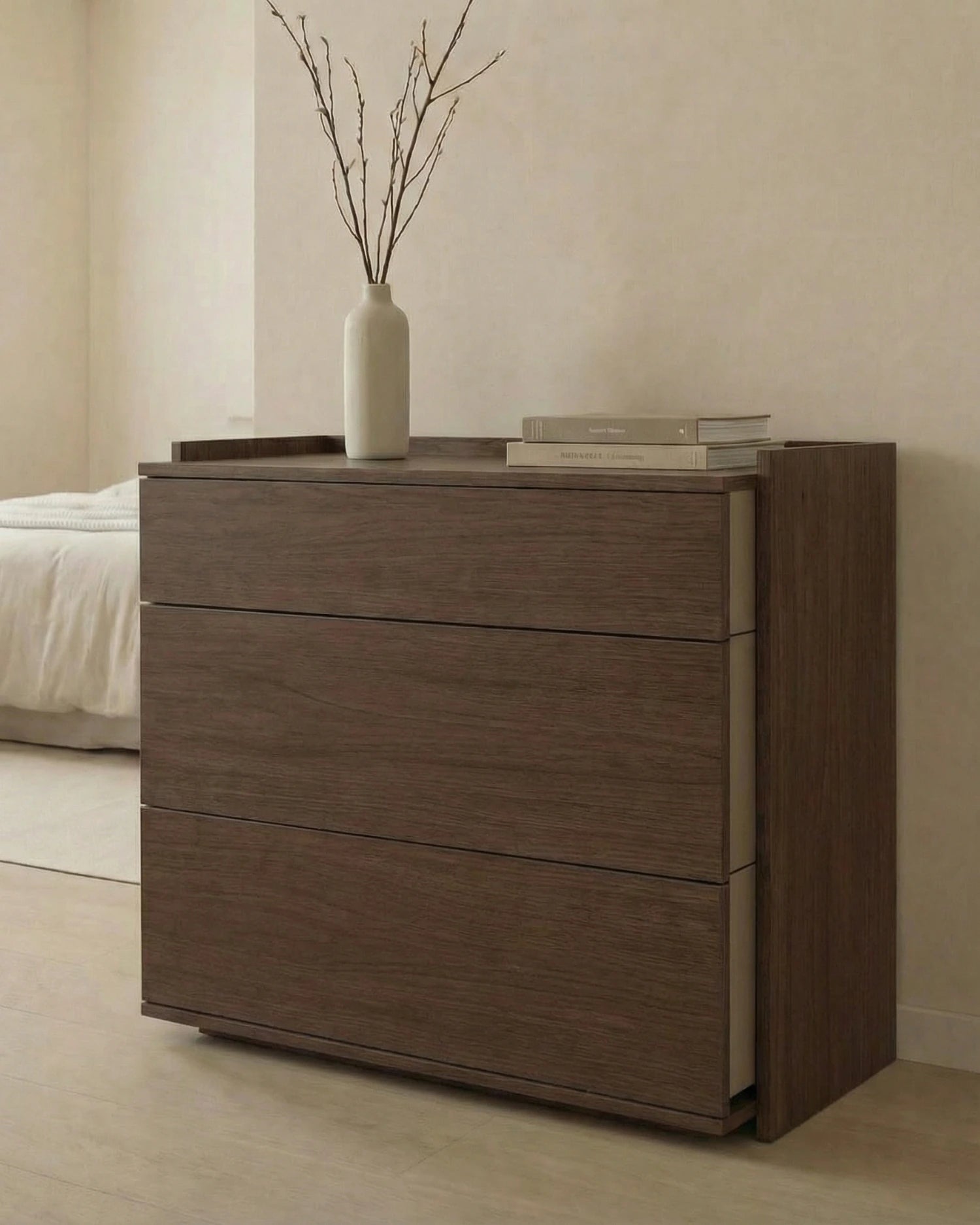 Cómoda Caló de roble moka con 3 cajones 100 x 45 cm