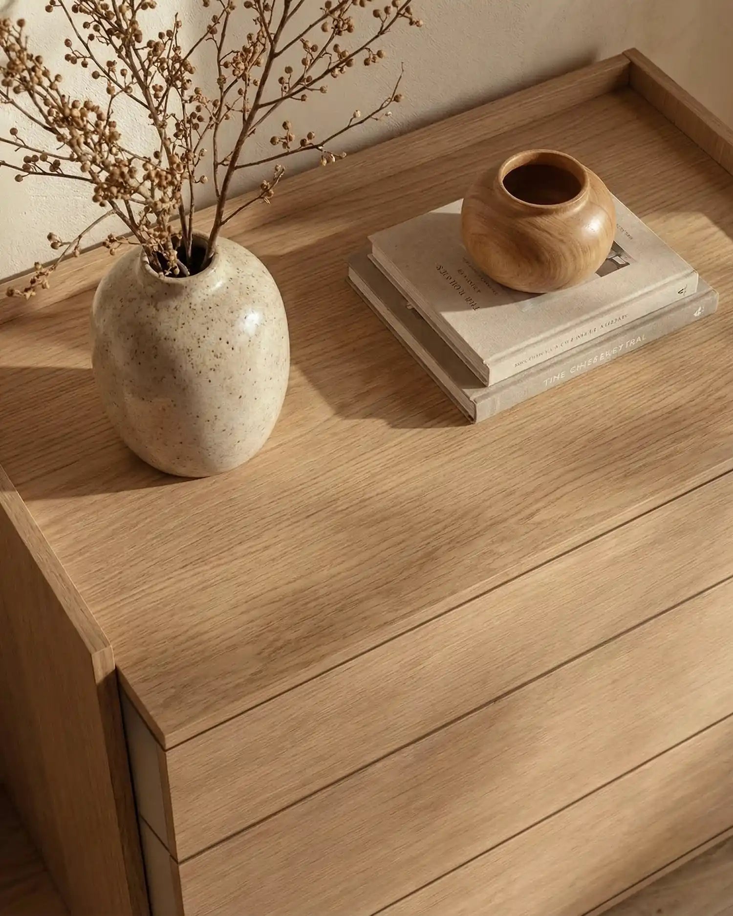 Cómoda Caló de roble natural con 3 cajones 100 x 45 cm