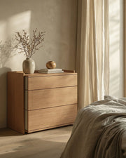 Cómoda Caló de roble natural con 3 cajones 100 x 45 cm