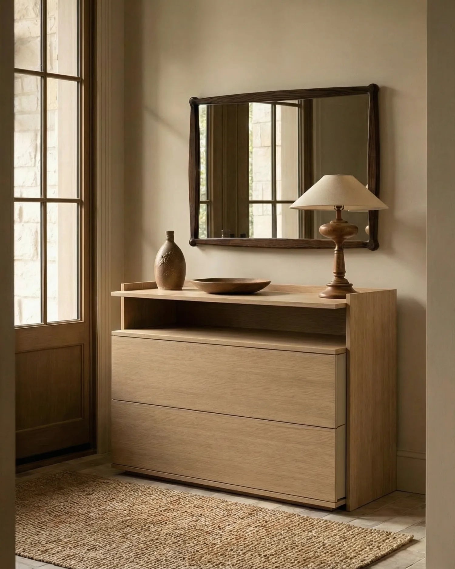 Cómoda Caló de roble nude con 2 cajones 100 x 45 cm