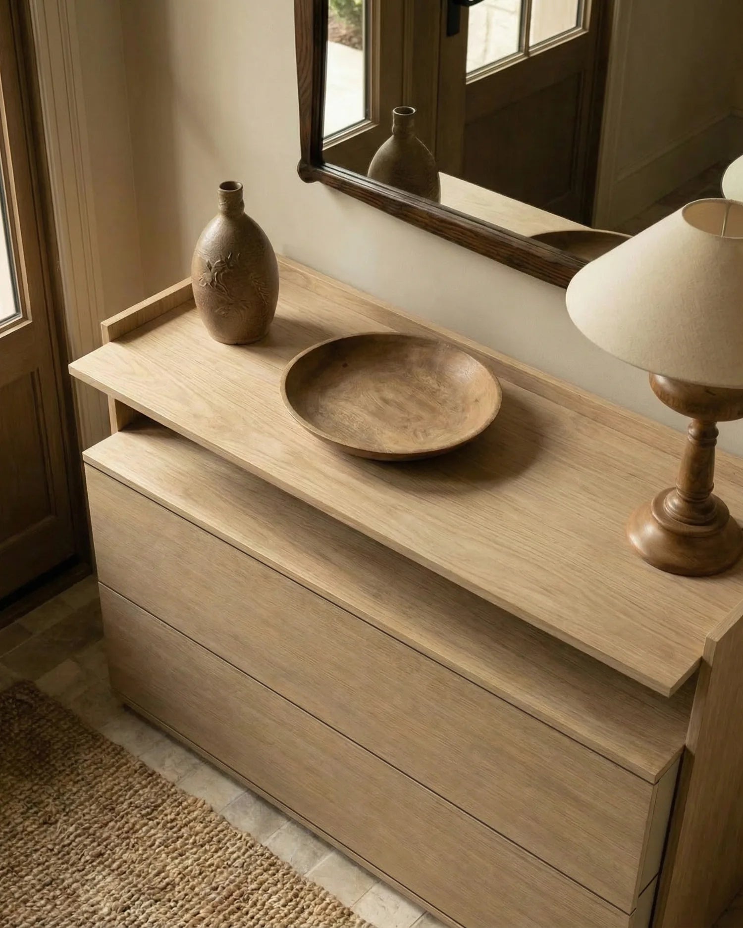 Cómoda Caló de roble nude con 2 cajones 100 x 45 cm