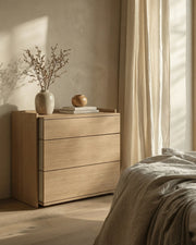Cómoda Caló de roble nude con 3 cajones 100 x 45 cm