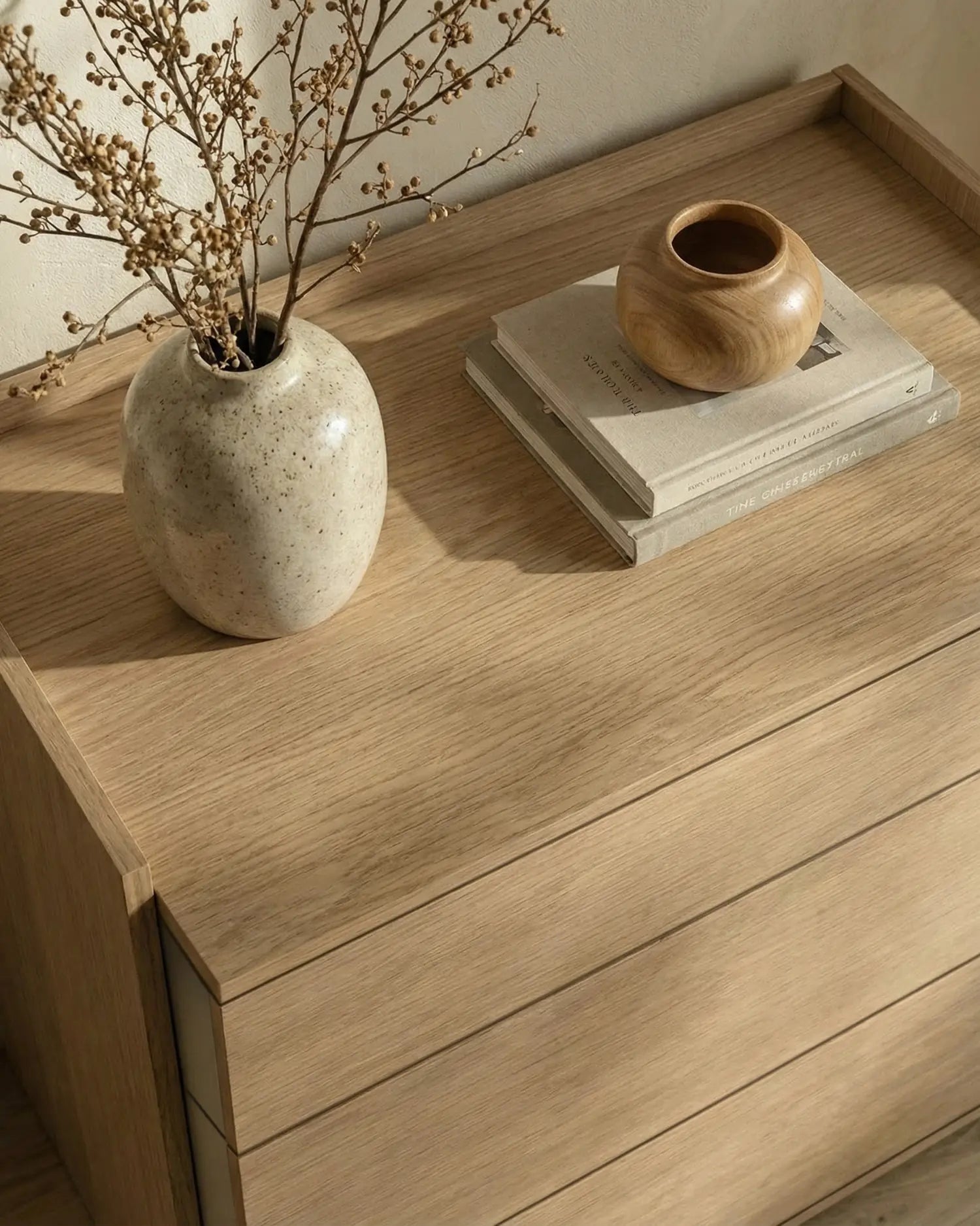 Cómoda Caló de roble nude con 3 cajones 100 x 45 cm