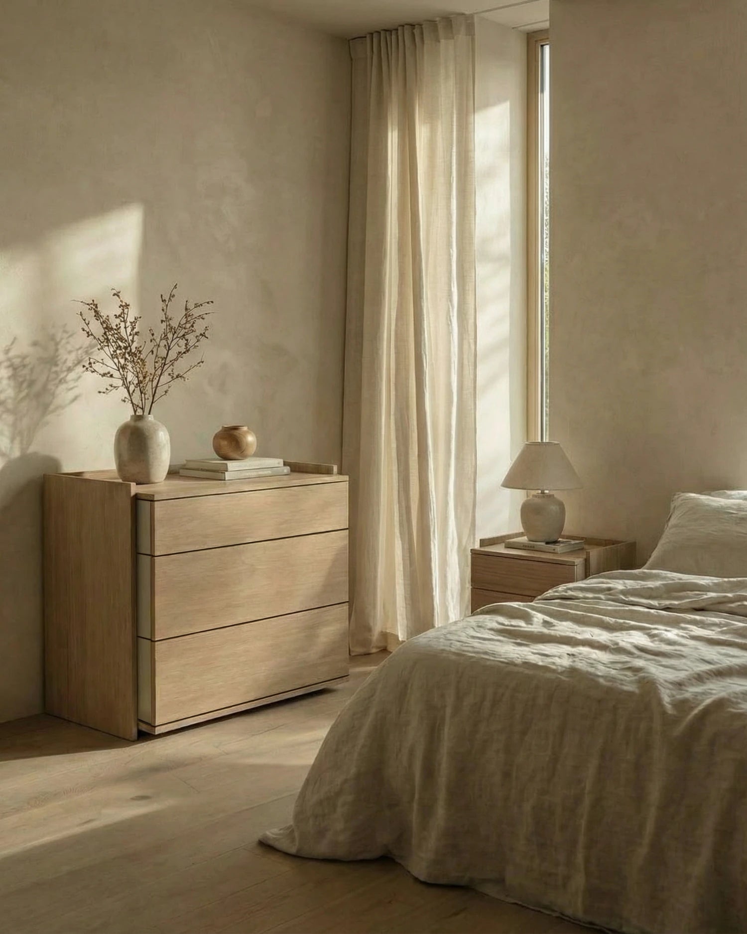 Cómoda Caló de roble nude con 3 cajones 100 x 45 cm