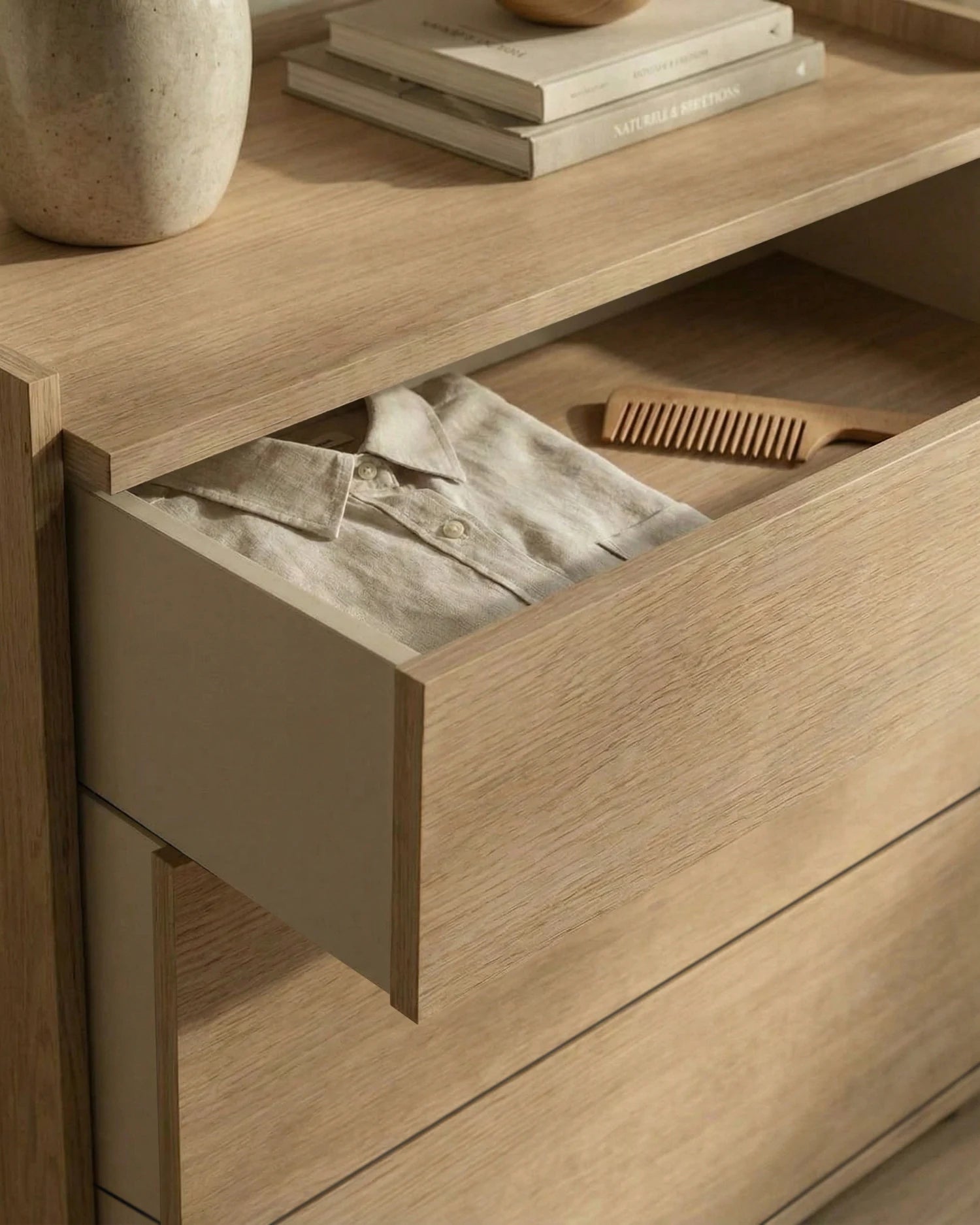 Cómoda Caló de roble nude con 3 cajones 100 x 45 cm