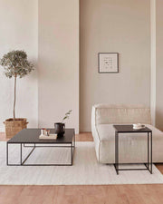 Conjunto de mesa de centro y mesa auxiliar Petra porcelánico Negro Marquina