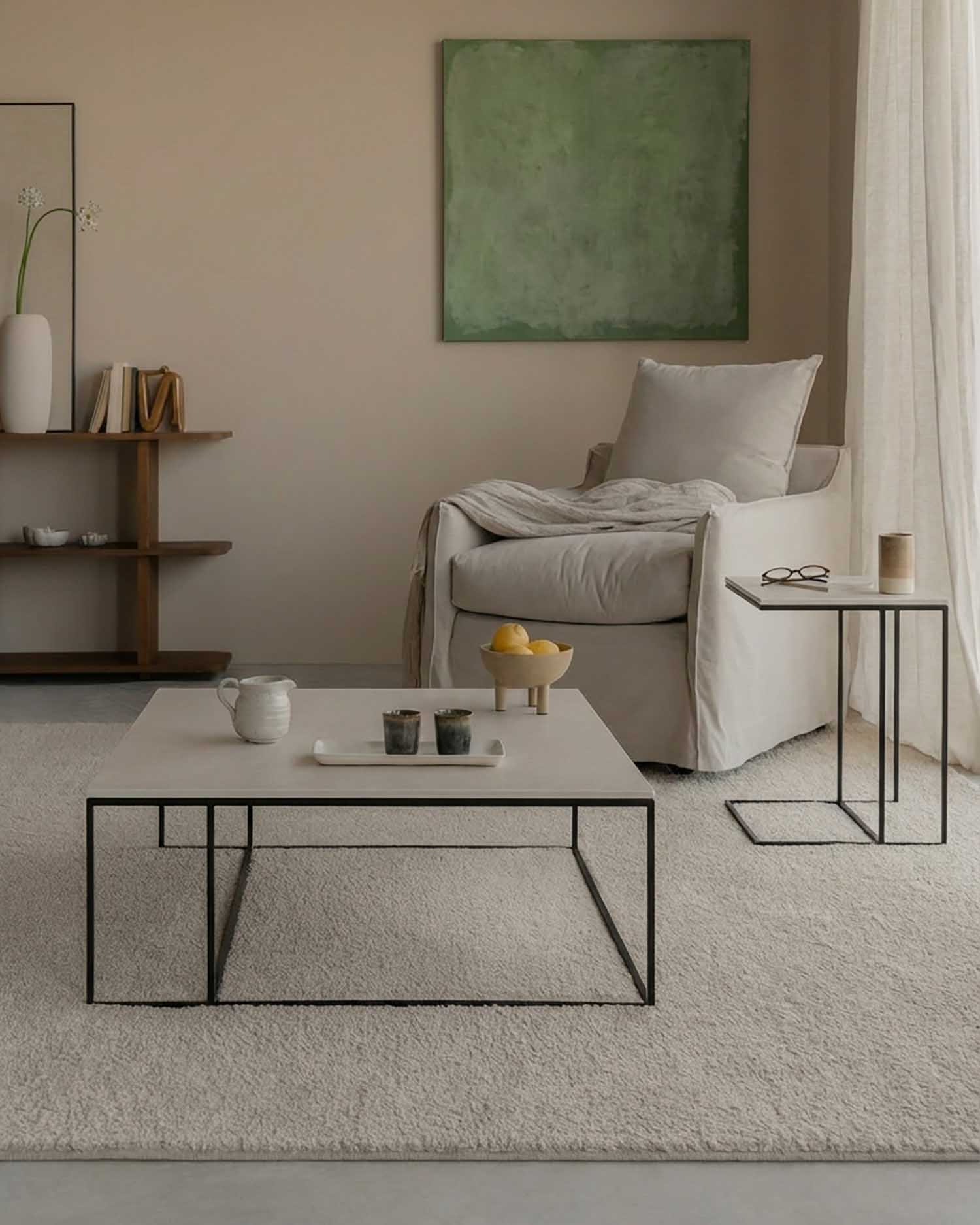 Conjunto de mesa de centro y mesa auxiliar Petra porcelánico Duna