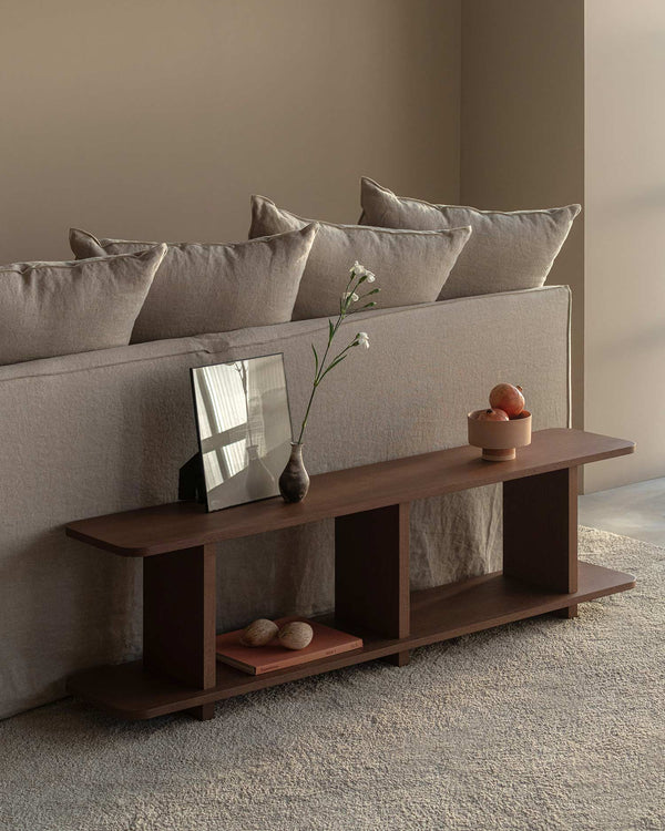Estantería Otti de roble moka con 2 estantes 150 x 39 cm