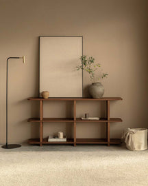 Estantería Otti de roble moka con 3 estantes 150 x 73 cm
