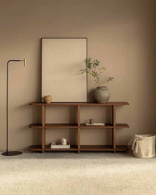 Estantería Otti de roble moka con 3 estantes 150 x 73 cm