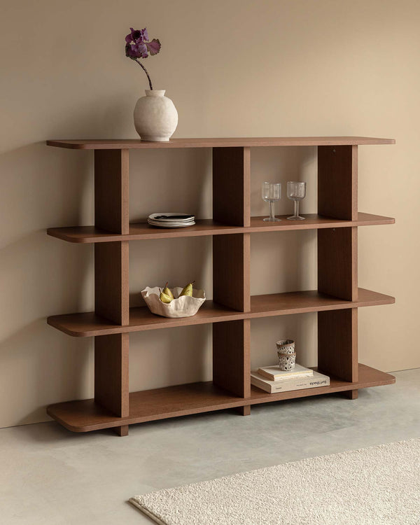 Estantería Otti de roble moka con 4 estantes 150 x 107 cm