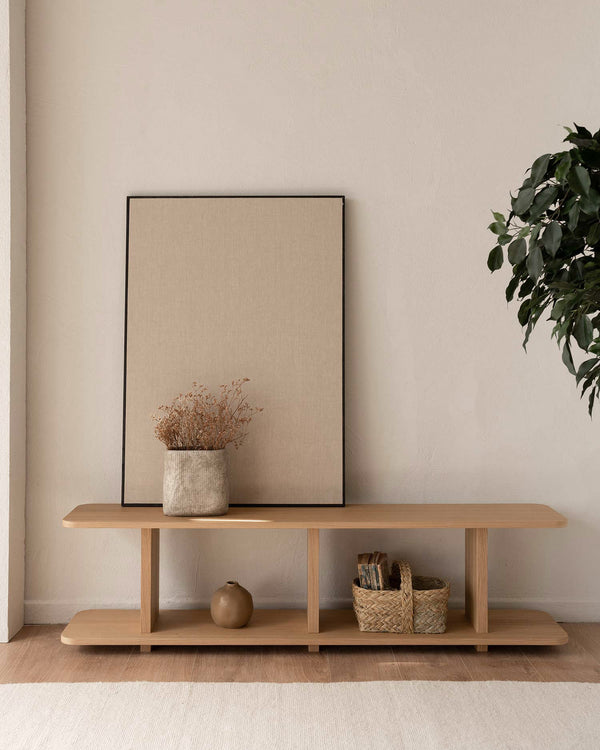Estantería Otti de roble natural con 2 estantes 150 x 39 cm