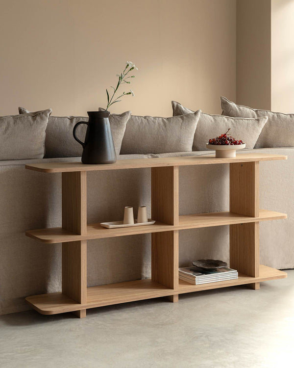 Estantería Otti de roble natural con 3 estantes 150 x 73 cm